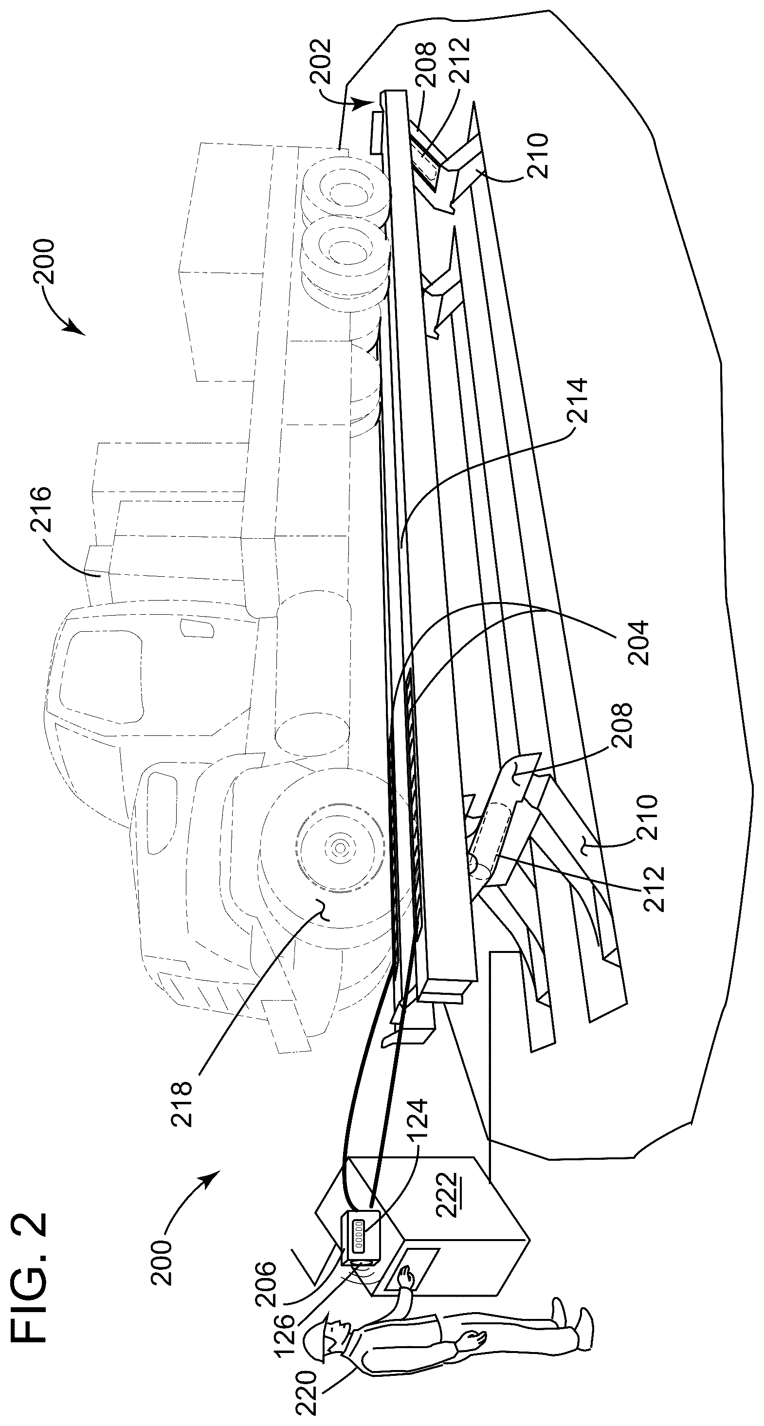 Patent US12129156 Figure 2 – Apparatus and method of voltage detection of vehicles on a vehicle lift system