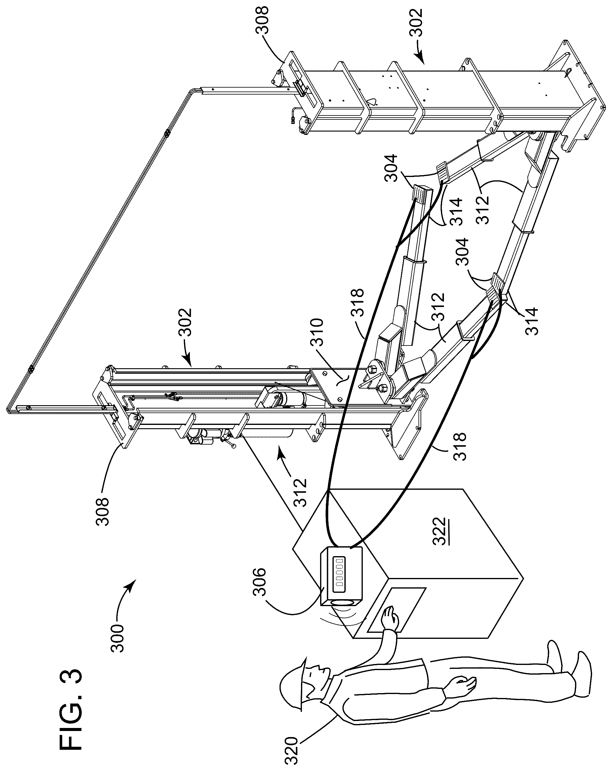 Patent US12129156 Figure 3 – Apparatus and method of voltage detection of vehicles on a vehicle lift system