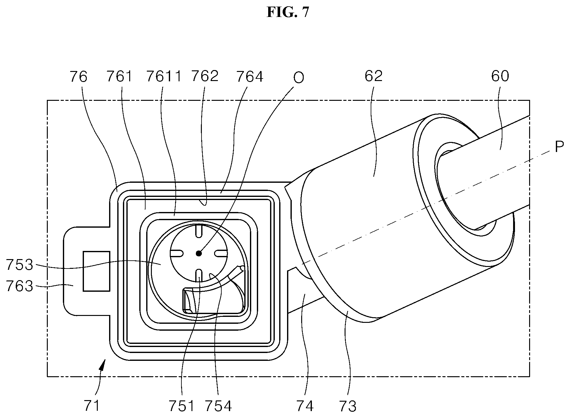 Patent US12129162 Figure 7 – Refrigerator having dispenser