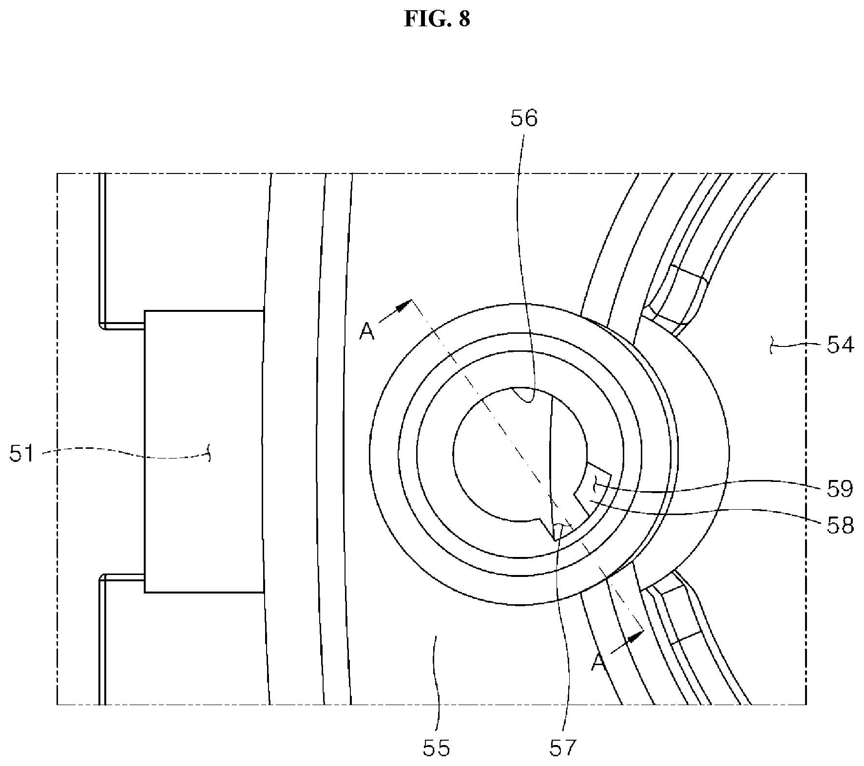 Patent US12129162 Figure 8 – Refrigerator having dispenser