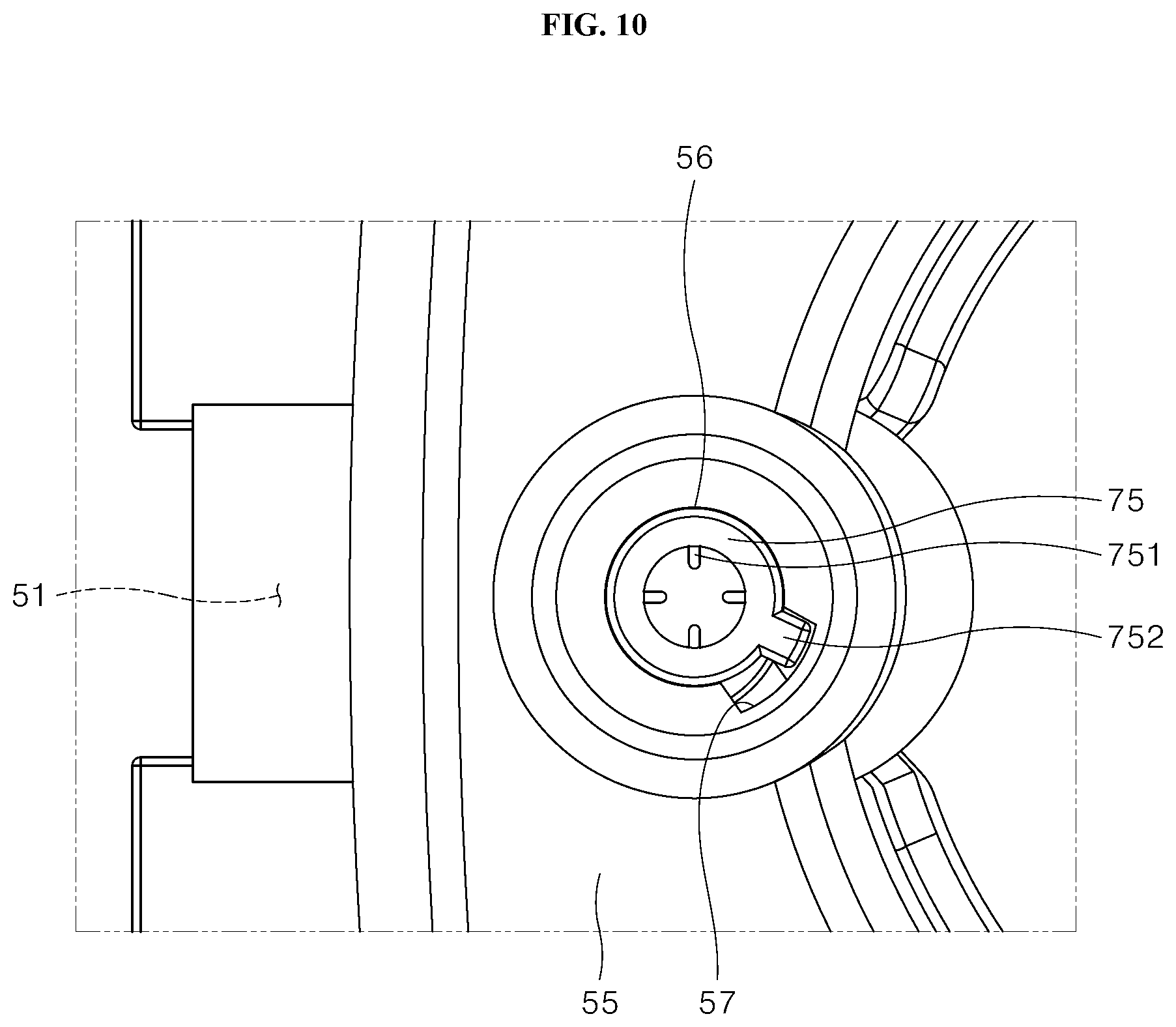 Patent US12129162 Figure 10 – Refrigerator having dispenser