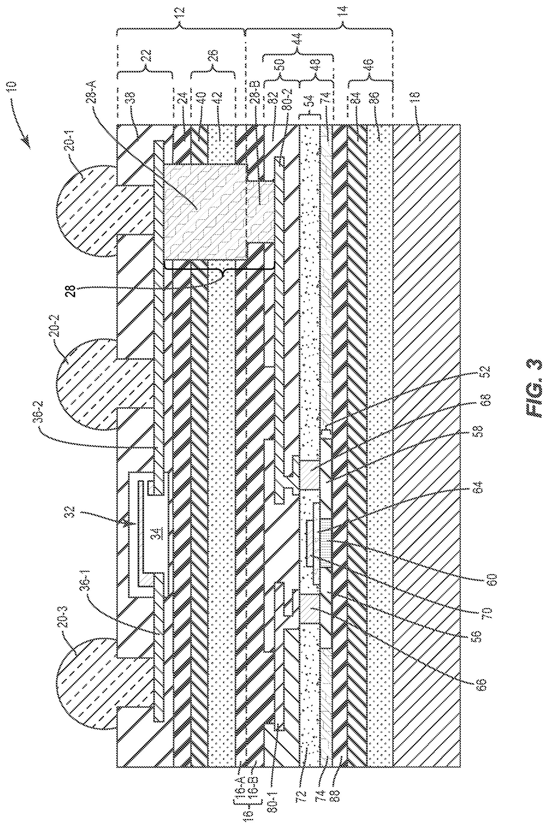Patent US12129168 Figure 3 – Microelectronics package with vertically stacked MEMS device and controller device