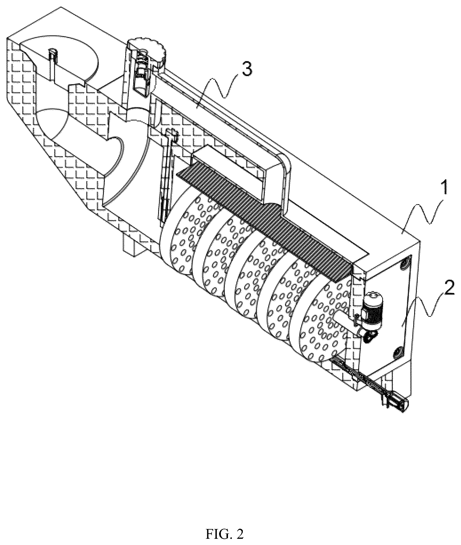 Patent US12129193 Figure 2 – Processing apparatus for treating acid mine wastewater using activated carbon-loaded microorganism