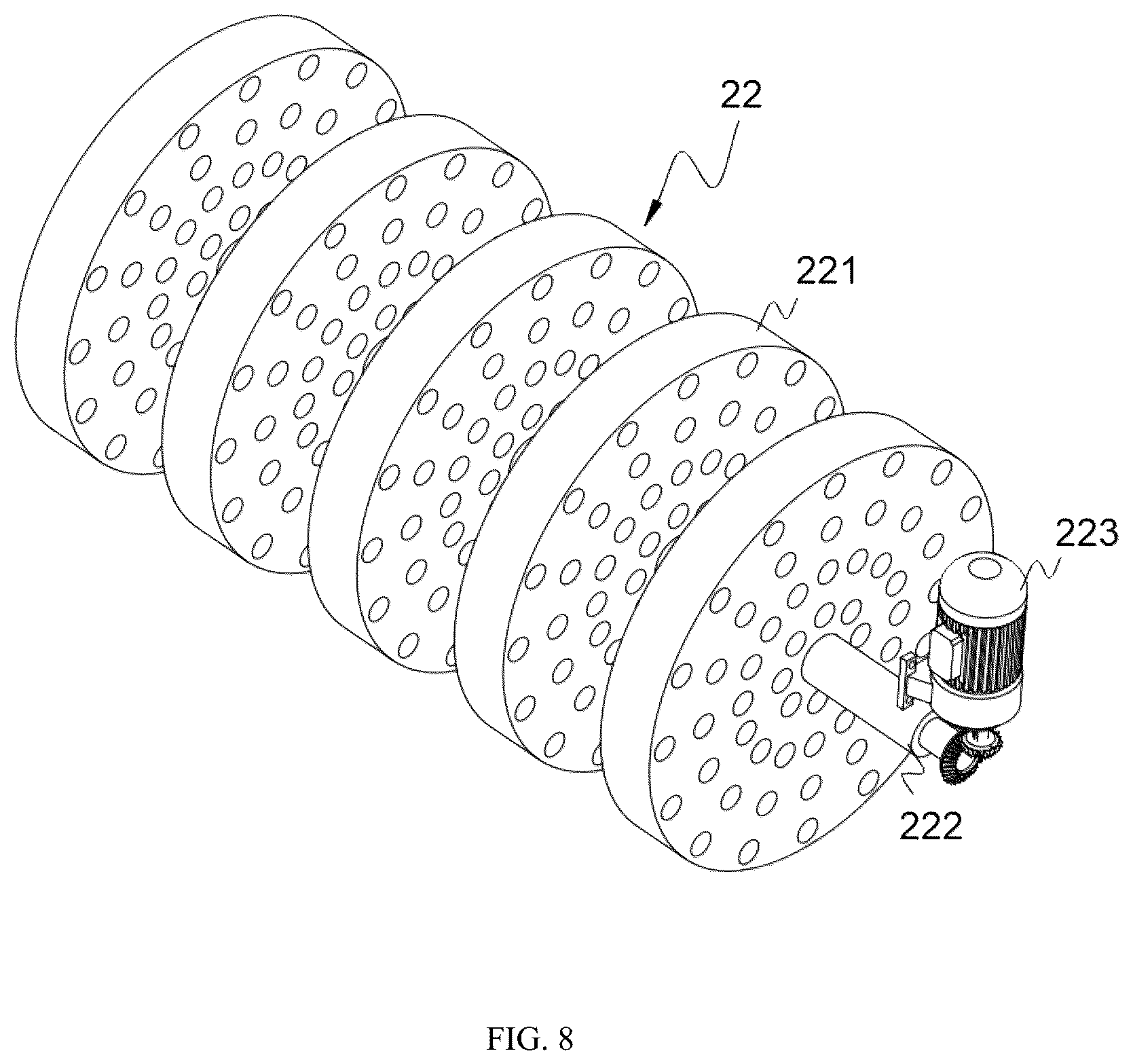 Patent US12129193 Figure 8 – Processing apparatus for treating acid mine wastewater using activated carbon-loaded microorganism