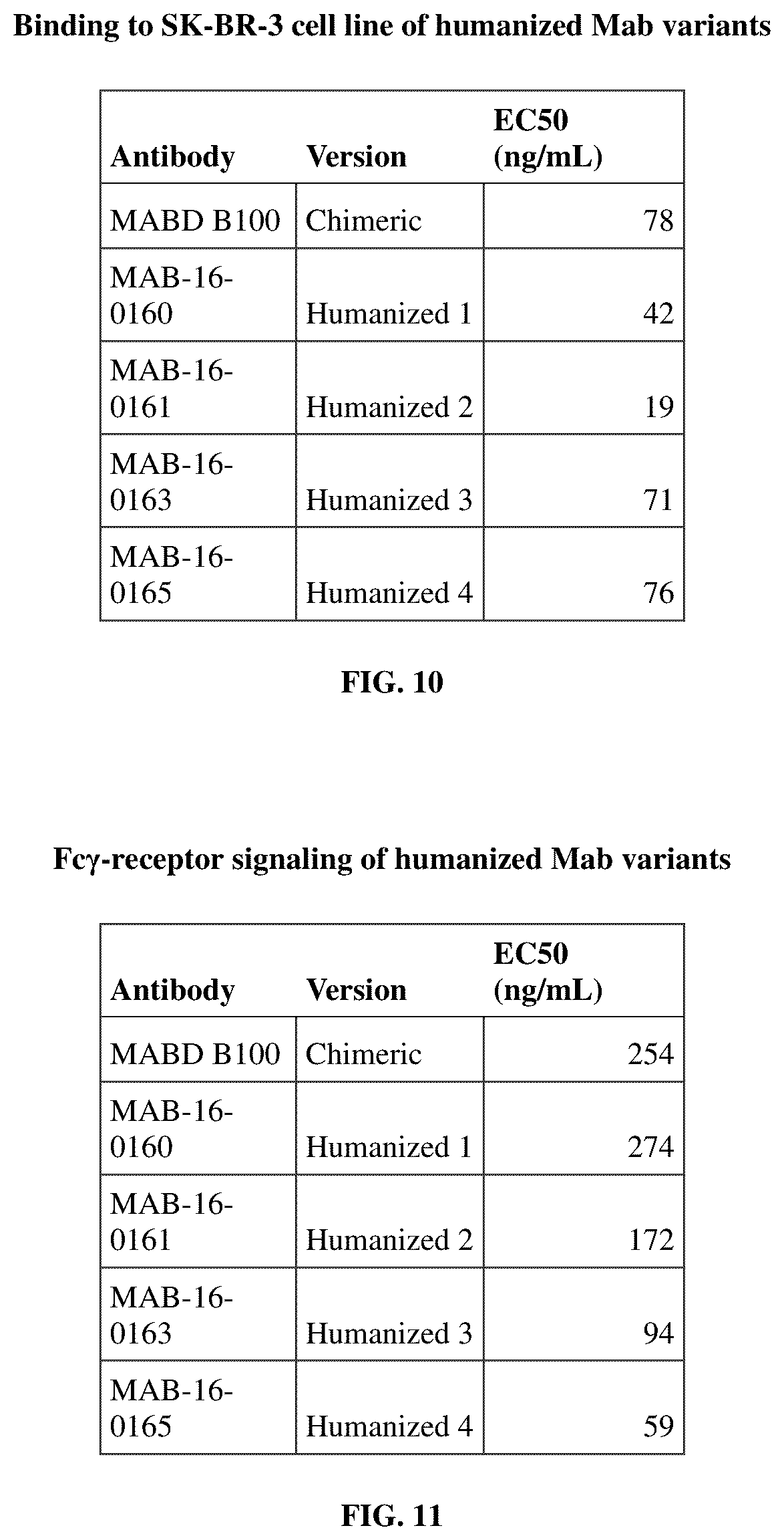 Patent US12129307 Figure 11 – HER-2 binding antibodies