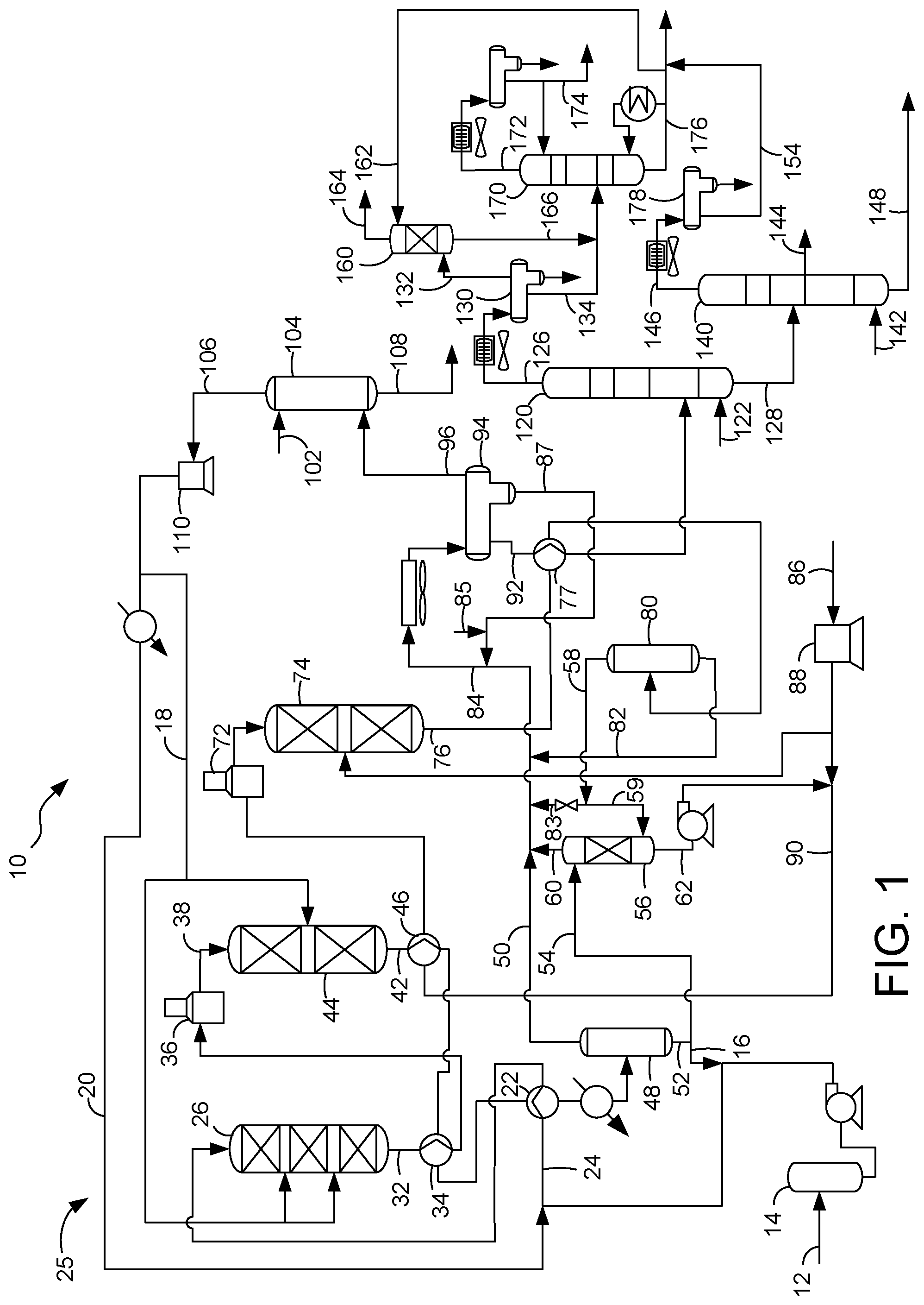 Patent US12129438 — Process for producing jet fuel from isomerizing a biorenewable feed — Figure 1