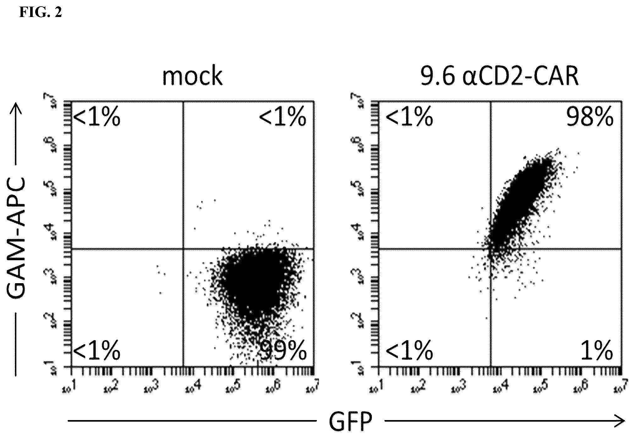 Patent US12129485 Figure 2 – Blockade of CD2 surface expression and expression of chimeric antigen receptors for immunotherapy of T-cell malignancies