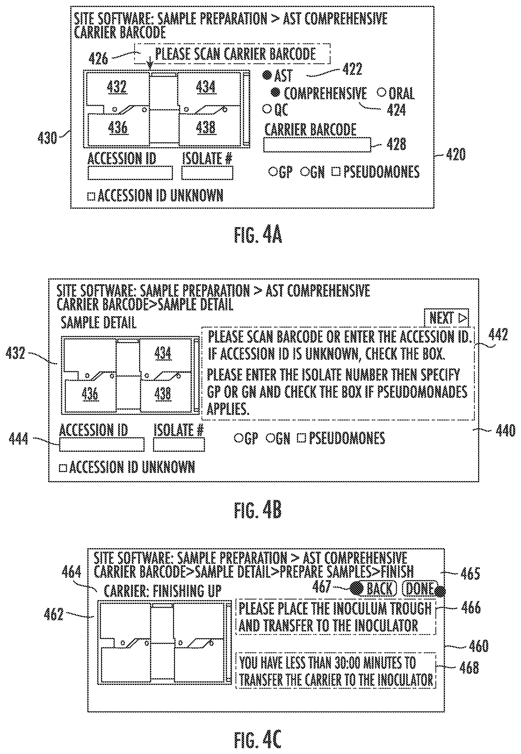 Patent US12129510 Figure 4 – System, method and interface for parallel processing of antimicrobial susceptibility tests using different samples
