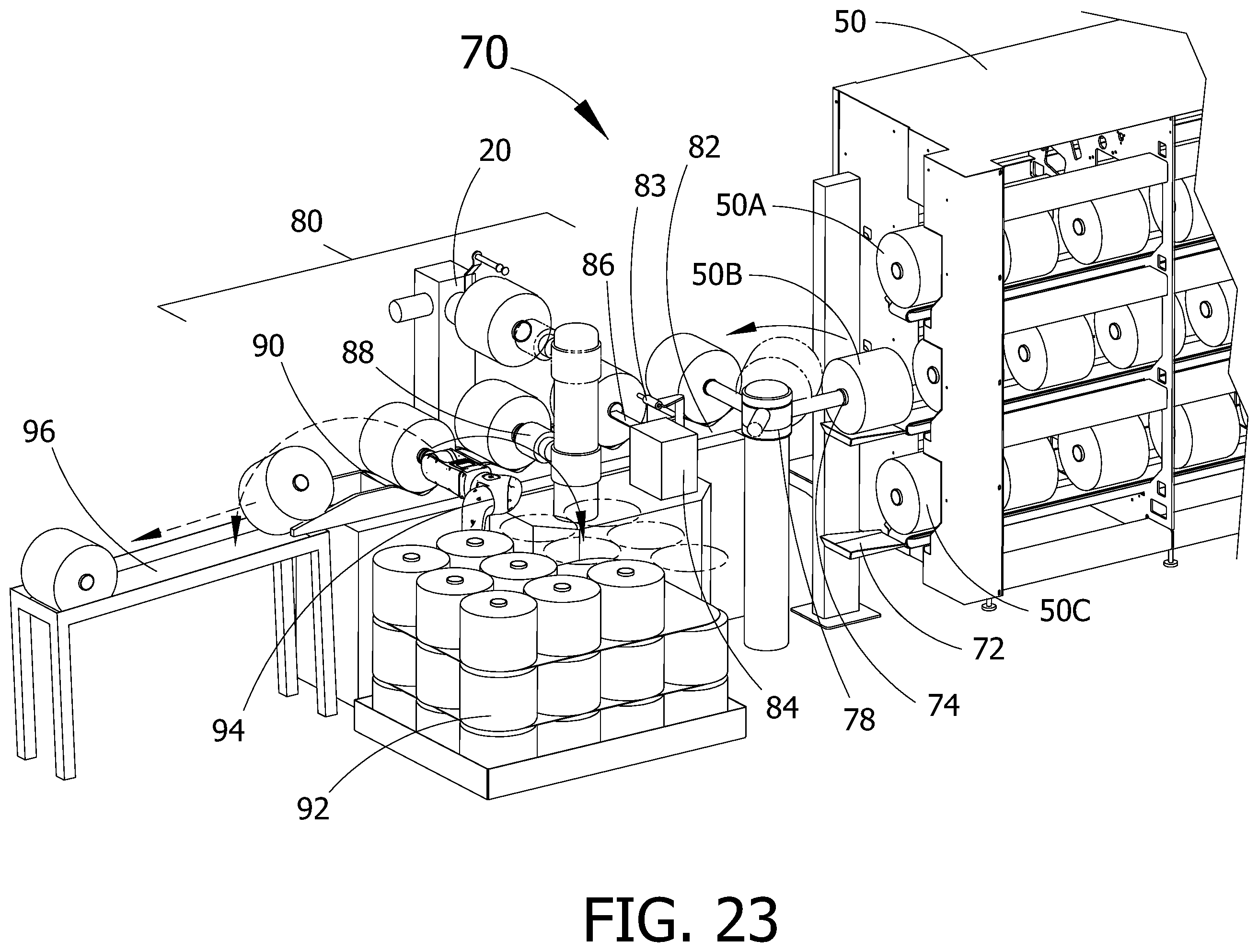 Patent US12129576 Figure 14 – Automated yarn package handling system and method