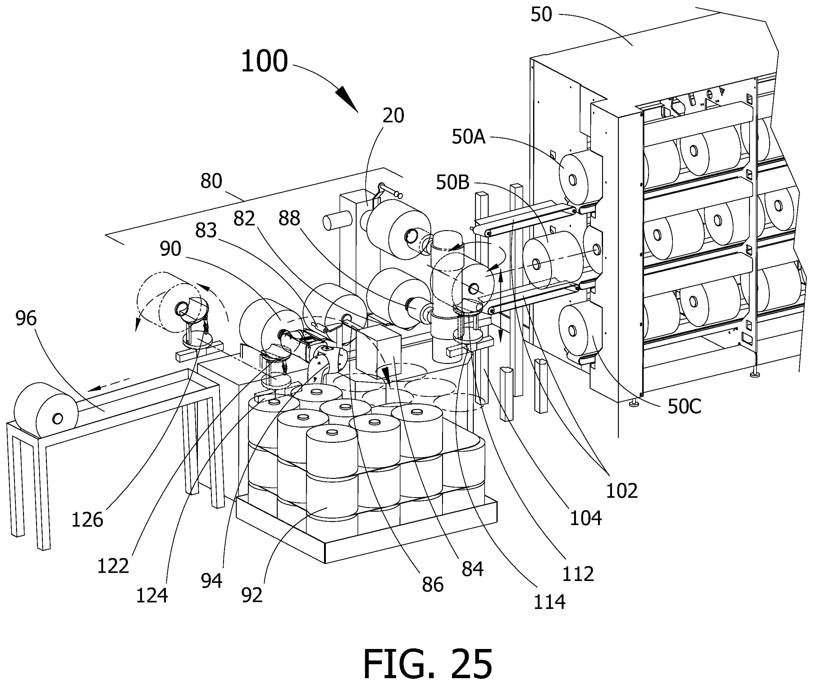 Patent US12129576 Figure 16 – Automated yarn package handling system and method