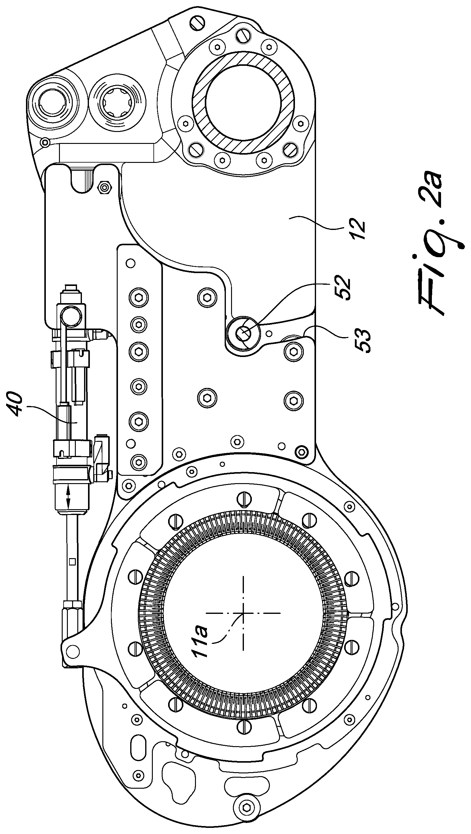 Patent US12129580 Figure 4 – Pick-up device for picking up a tubular knitted article from a circular knitting machine and for its transfer to a unit adapted to perform additional operations on the article