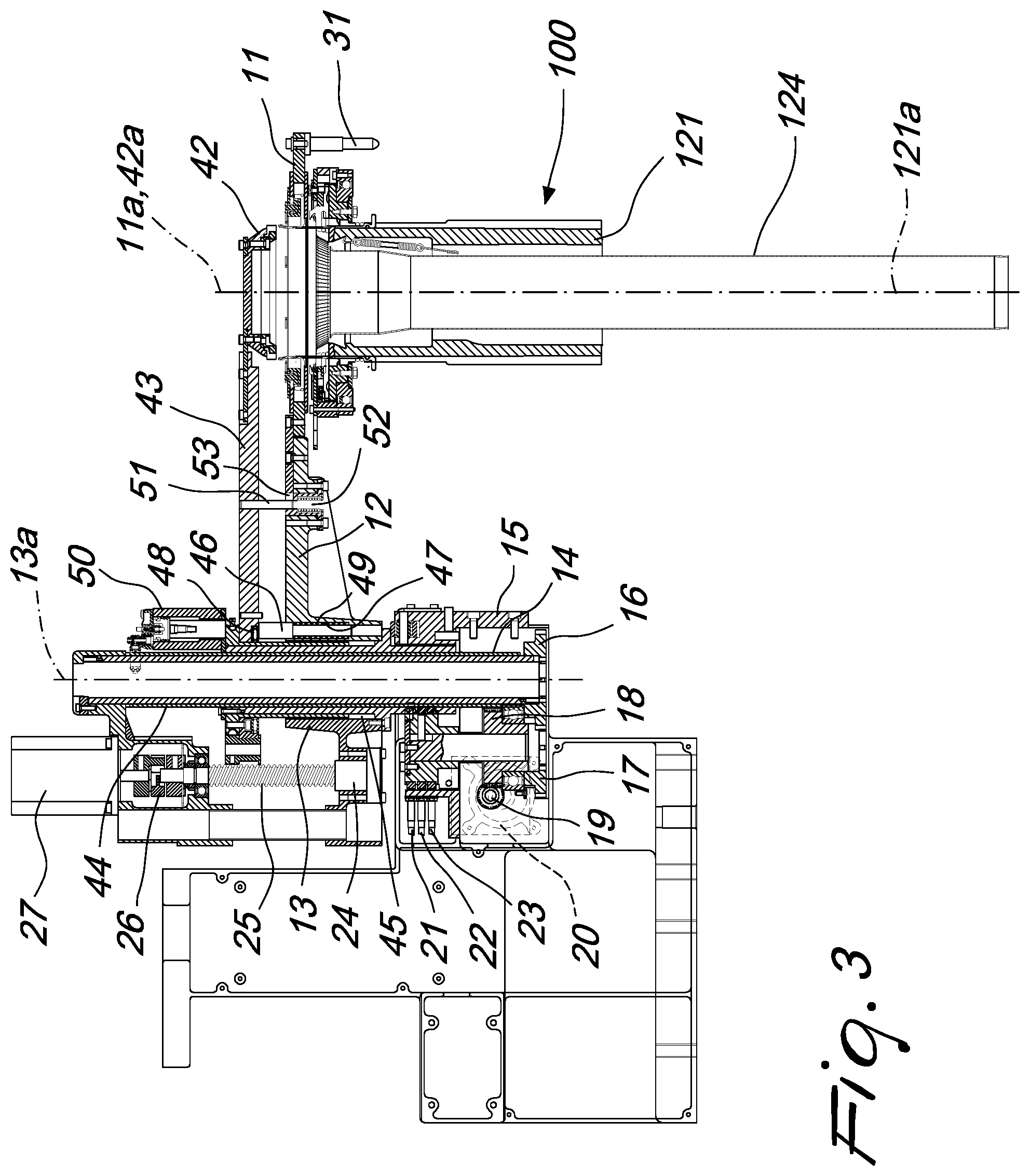Patent US12129580 Figure 5 – Pick-up device for picking up a tubular knitted article from a circular knitting machine and for its transfer to a unit adapted to perform additional operations on the article