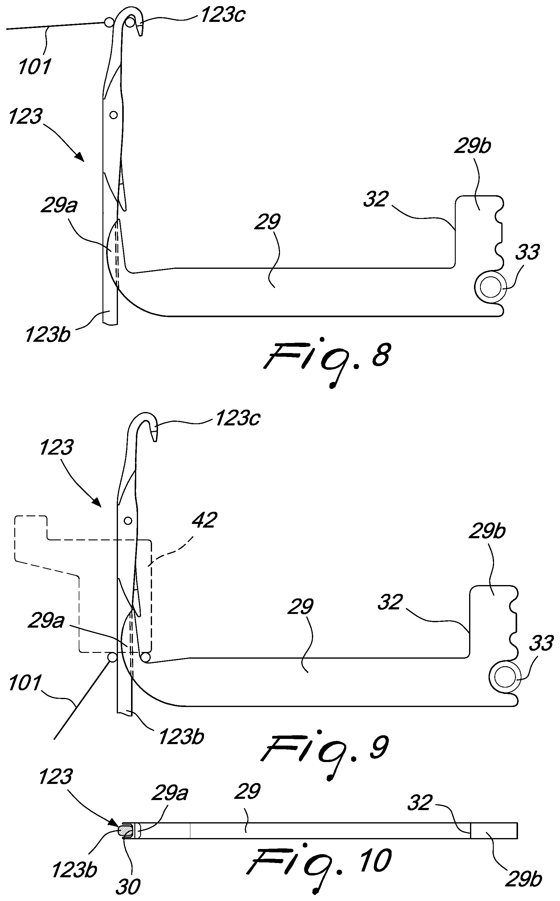 Patent US12129580 Figure 11 – Pick-up device for picking up a tubular knitted article from a circular knitting machine and for its transfer to a unit adapted to perform additional operations on the article