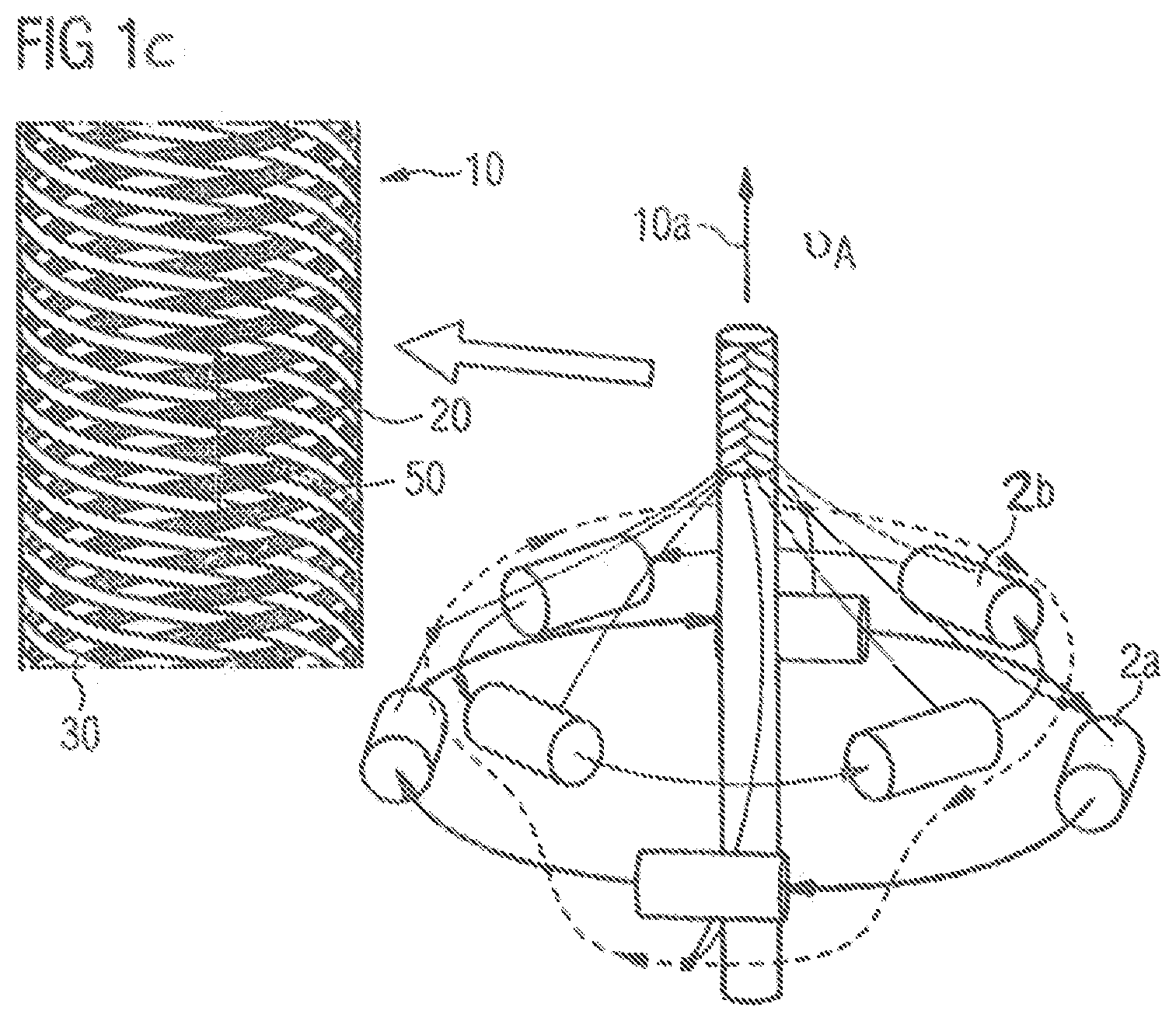 Patent US12129581 Figure 2 – Rotational braiding machine