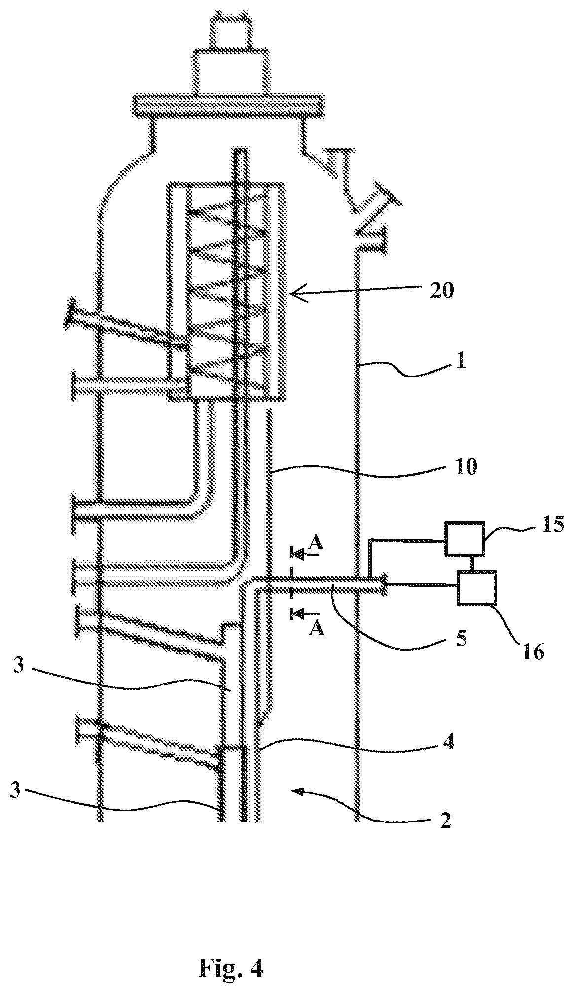 Patent US12129598 Figure 3 – Arrangement for installation of monitoring sensors of a treatment vessel for lignocellulosic material