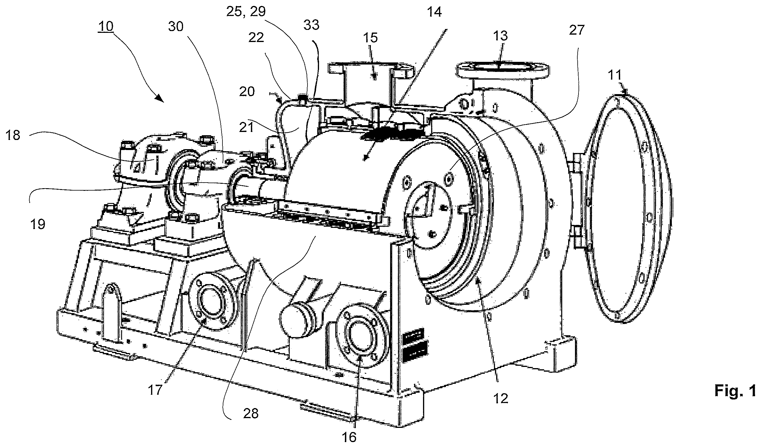 Patent US12129599 Figure 1 – Pressure screen for a fiber web product process with removable cover