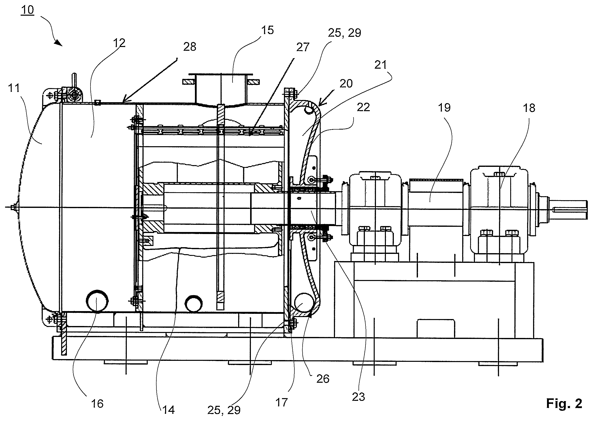 Patent US12129599 Figure 2 – Pressure screen for a fiber web product process with removable cover