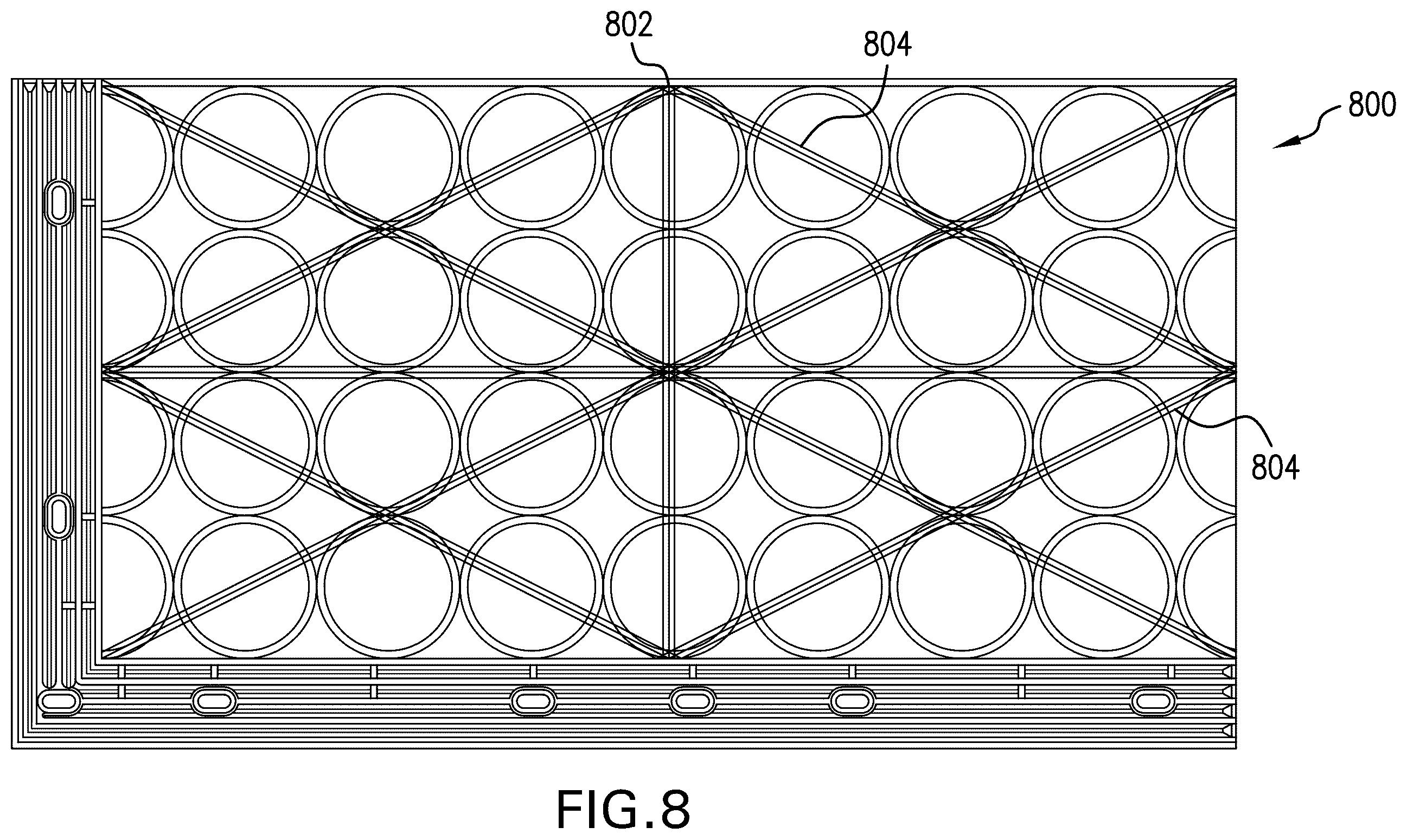 Patent US12129608 Figure 8 – Overlapping modular mat systems