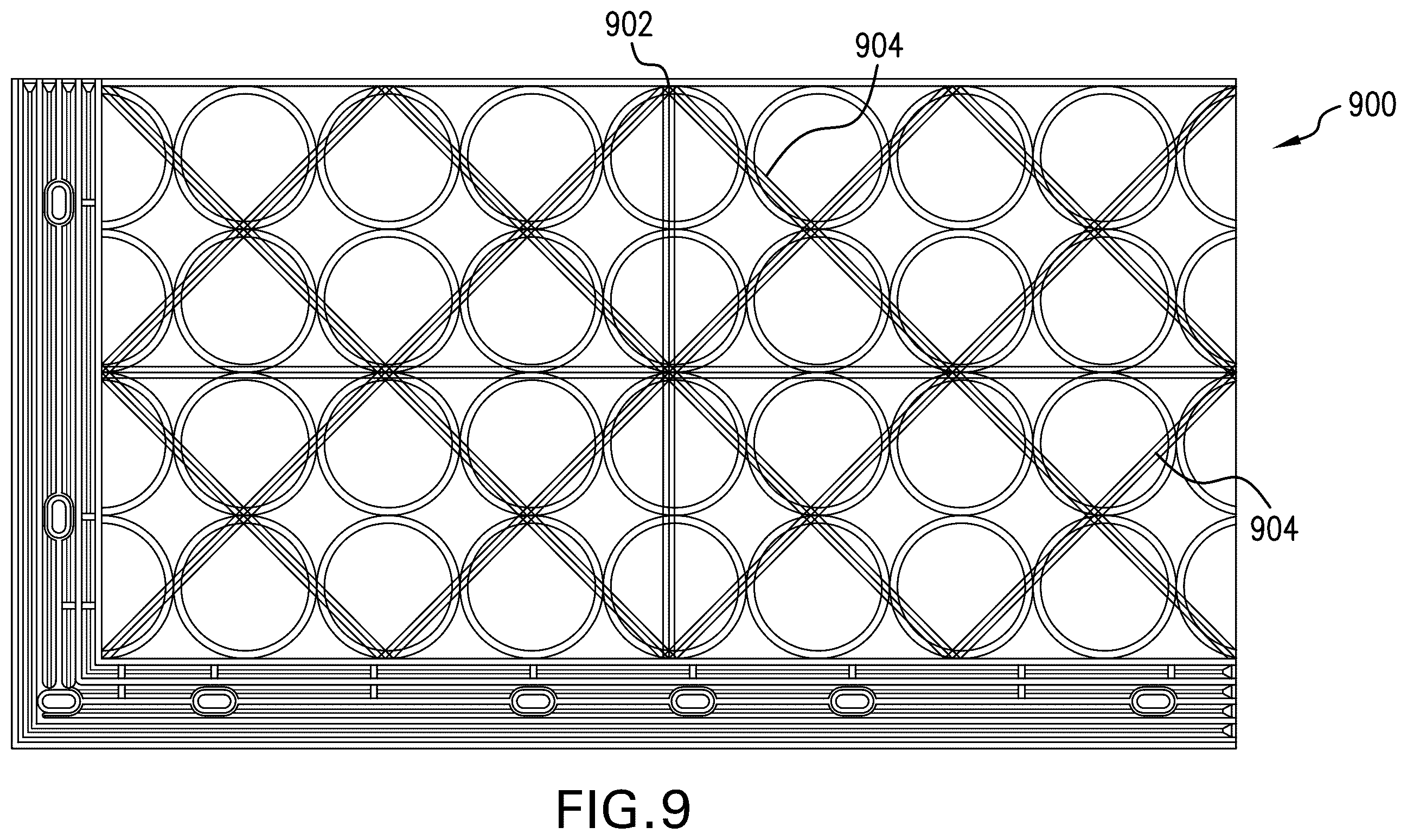 Patent US12129608 Figure 9 – Overlapping modular mat systems