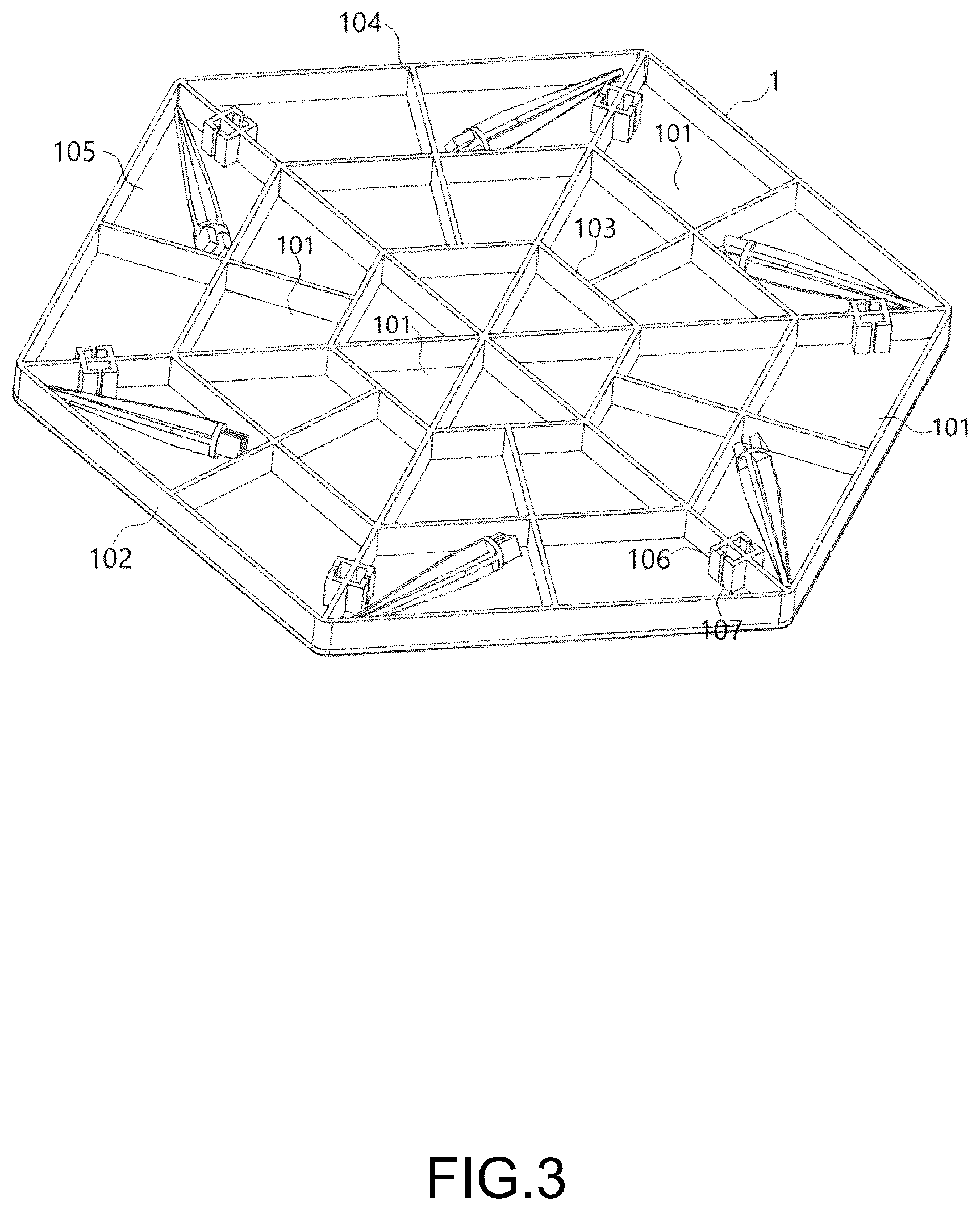 Patent US12129609 Figure 3 – Portable outdoor floor with fixing device