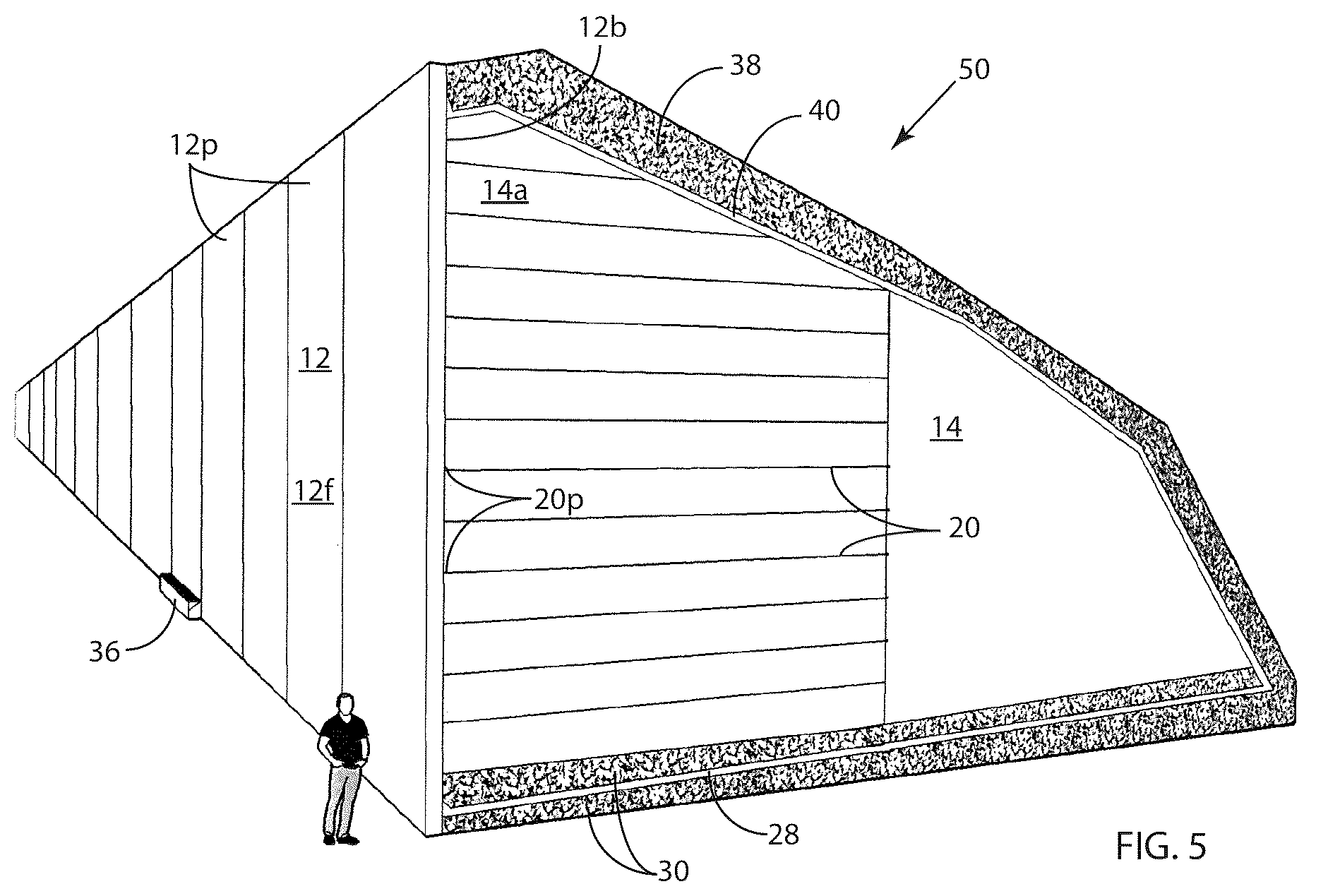 Patent US12129614 Figure 5 – Wall structures with solid-waste fill-material