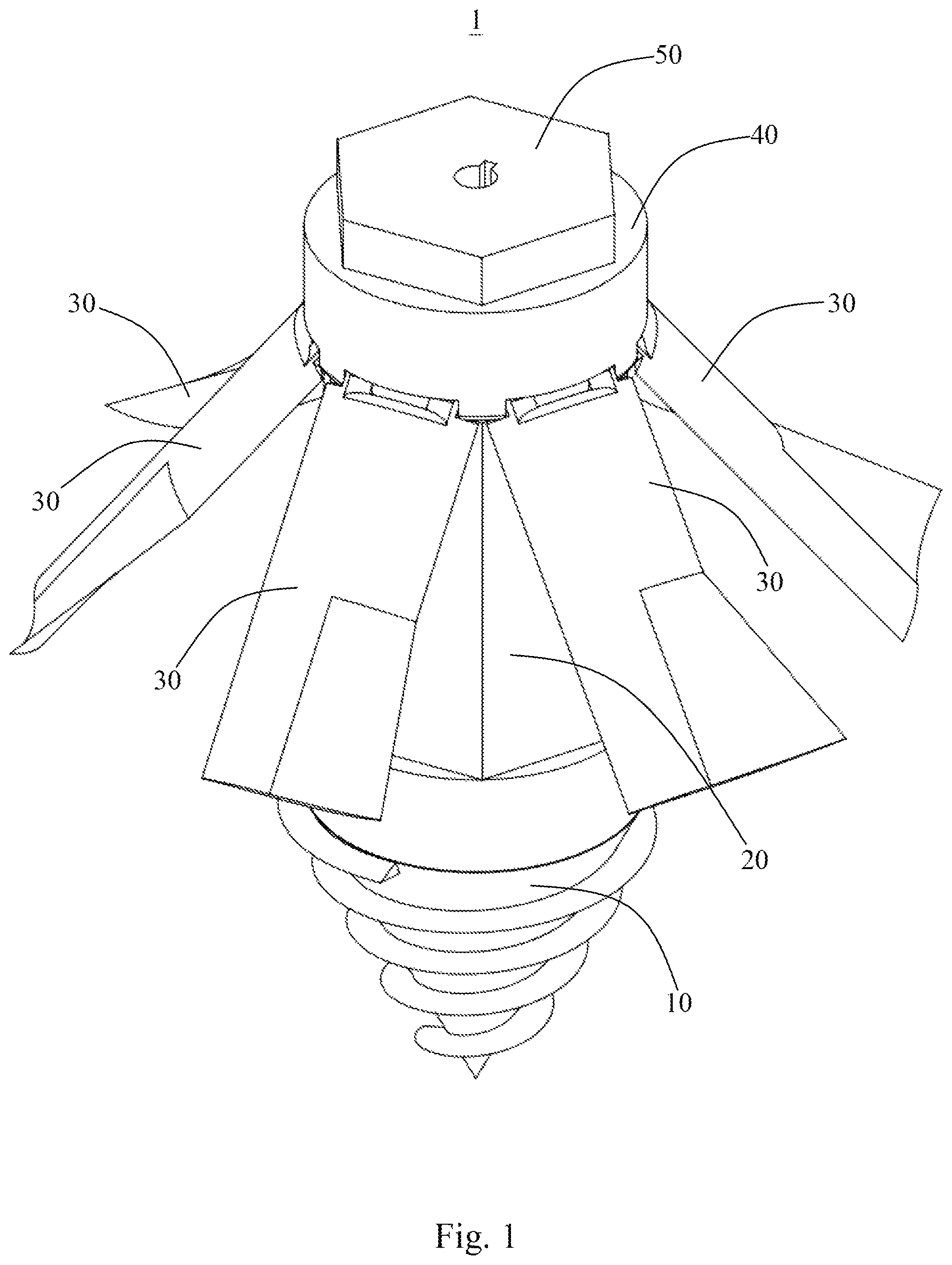 Patent US12129622 Figure 1 – Root-like expandable foundation pile