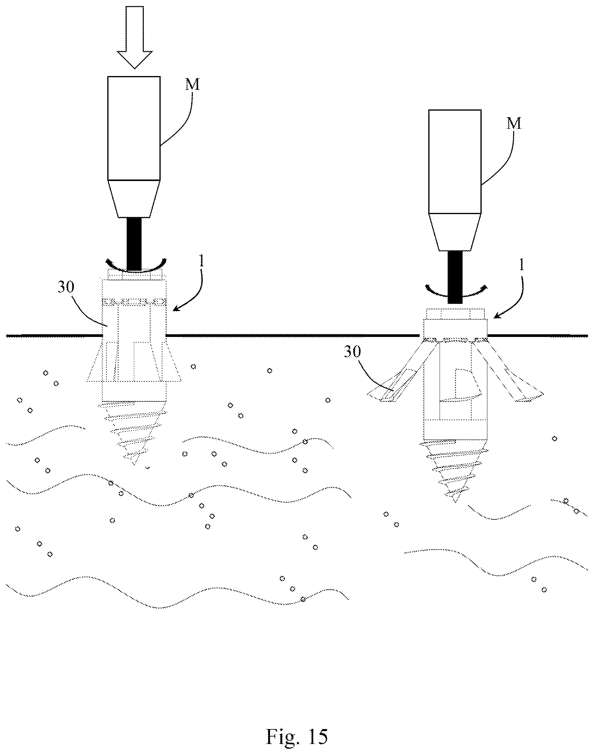 Patent US12129622 Figure 15 – Root-like expandable foundation pile