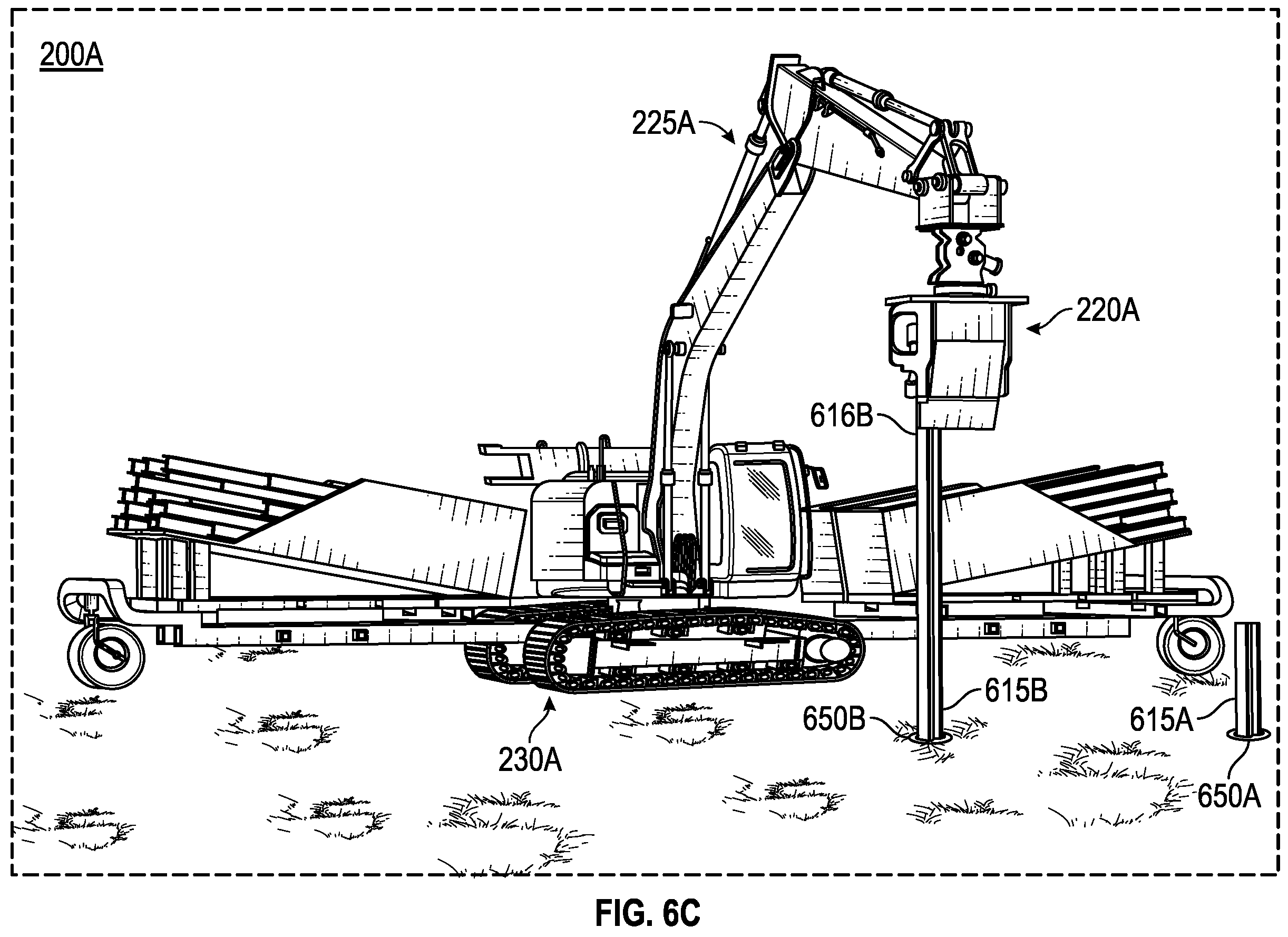 Patent US12129624 Figure 10 – Pile manipulation tool for autonomous pile driver vehicle
