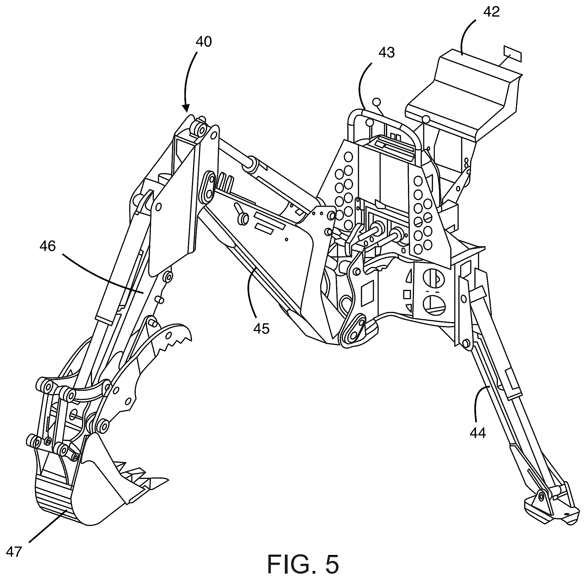 Patent US12129625 Figure 5 – Utility truck body with integrated multifunctional hydraulic arm and lift assembly