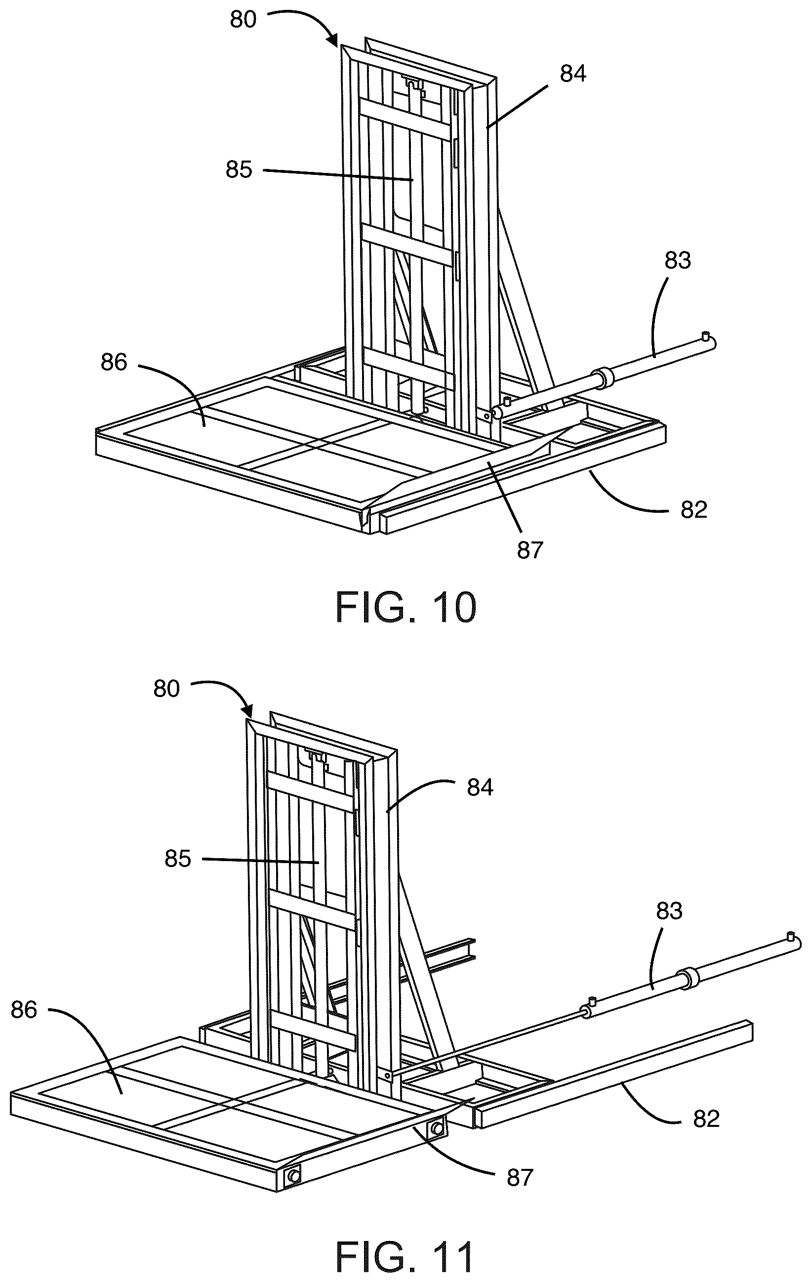 Patent US12129625 Figure 8 – Utility truck body with integrated multifunctional hydraulic arm and lift assembly