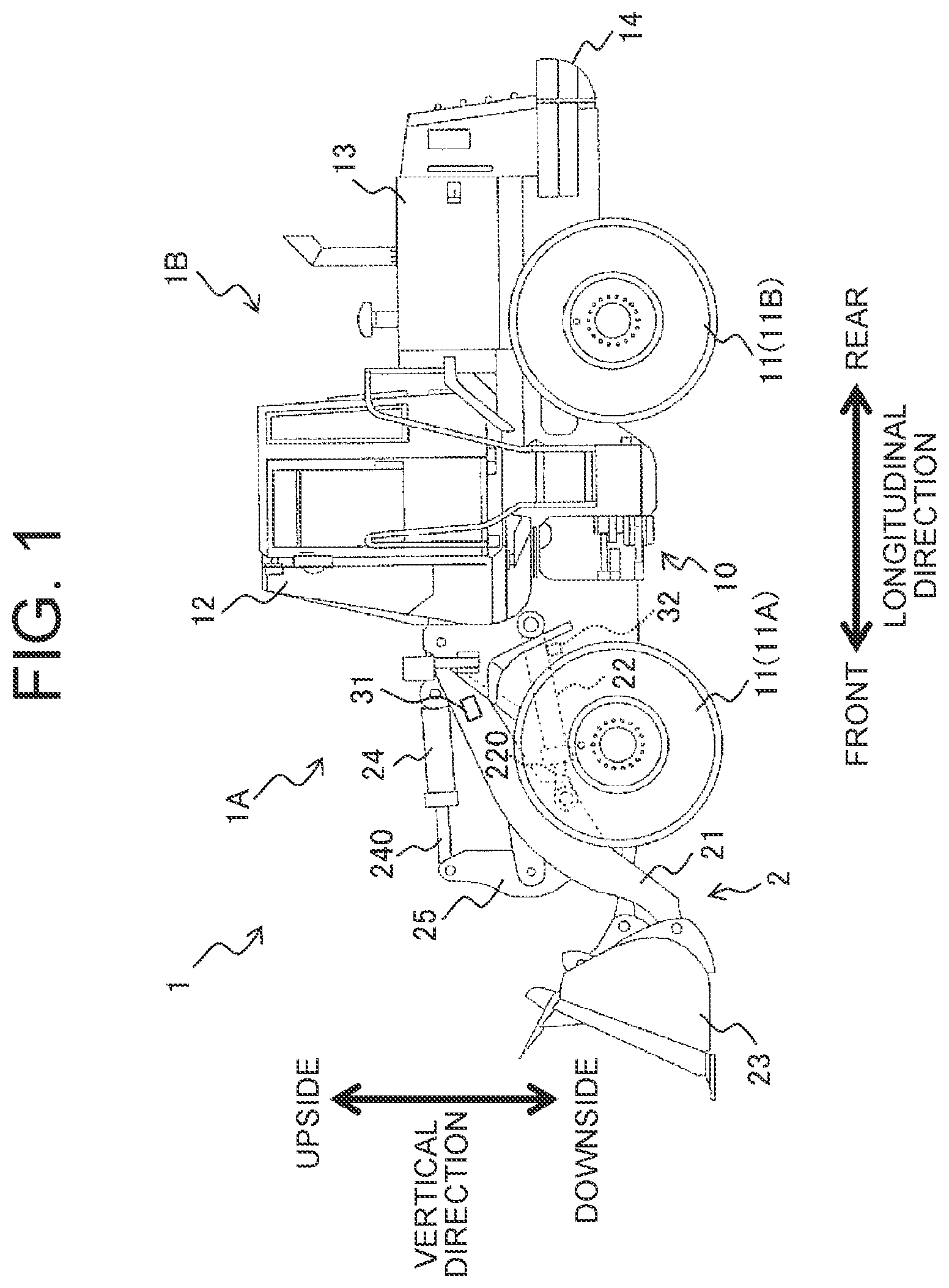 Patent US12129627 Figure 1 – Work vehicle