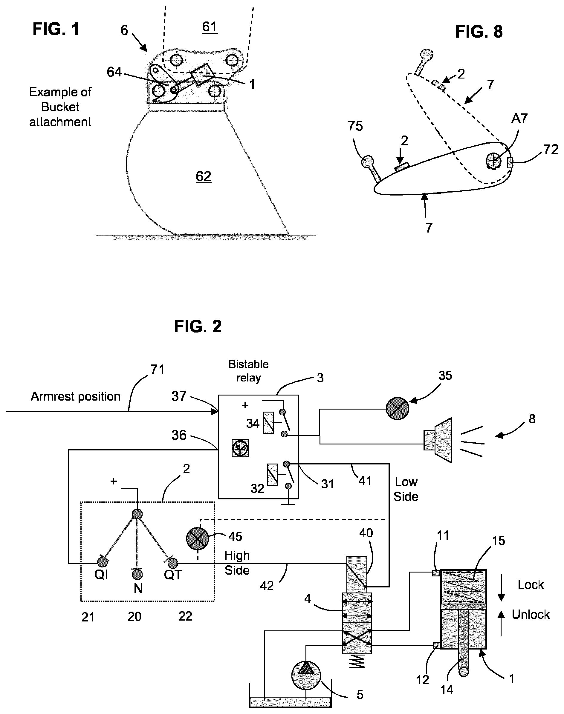 Patent US12129629 Figure 1 – Method and system to securely manage quick coupling of tools in an earth moving equipment