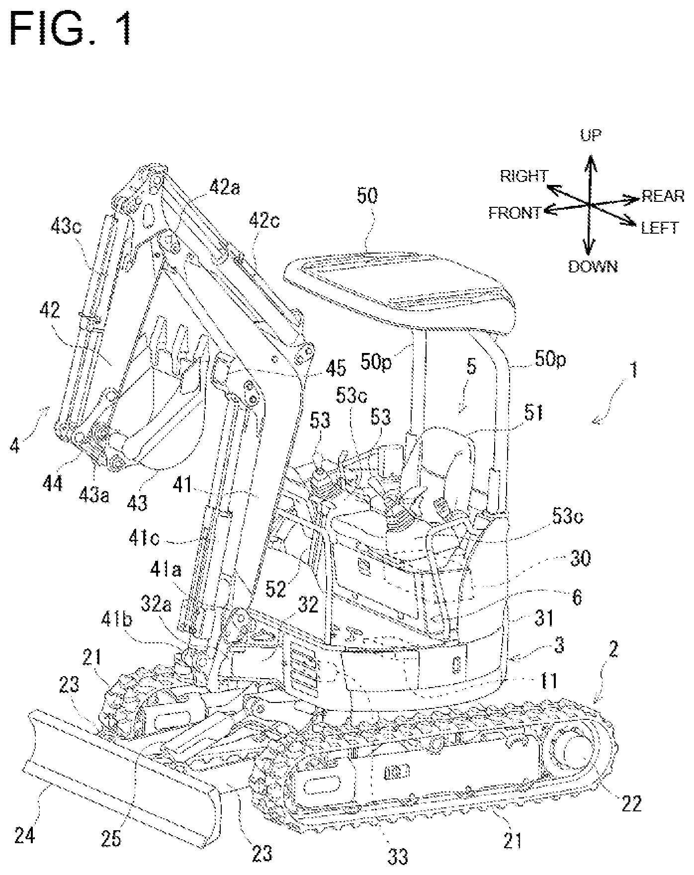 Patent US12129630 Figure 1 – Installation structure of electric component and hydraulic hose for working machine