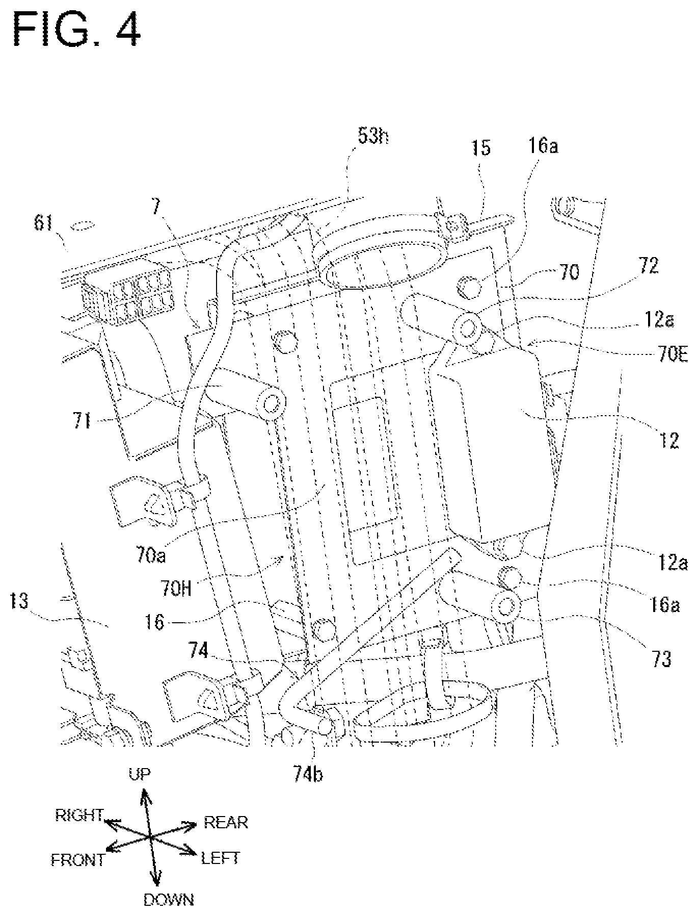 Patent US12129630 Figure 4 – Installation structure of electric component and hydraulic hose for working machine