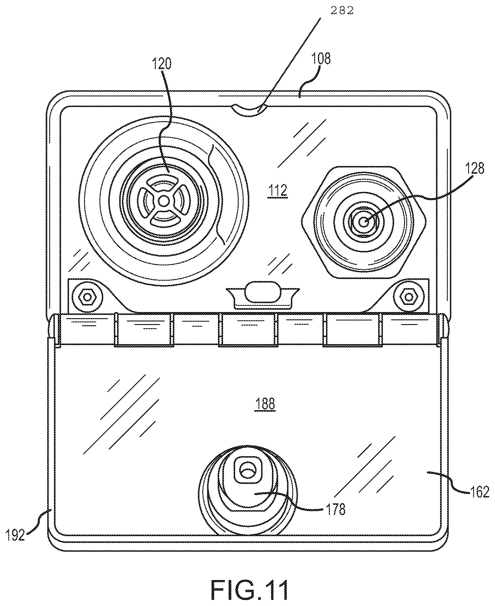 Patent US12129631 Figure 9 – Hydrant enclosure with integral faucet