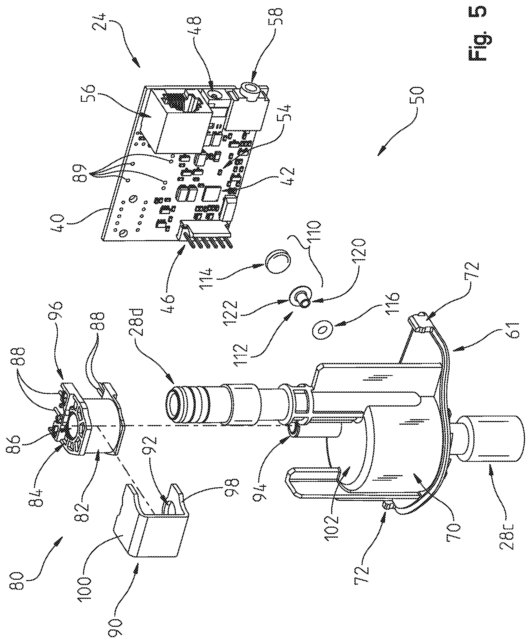 Patent US12129632 Figure 5 – Valve assembly for an electronic faucet
