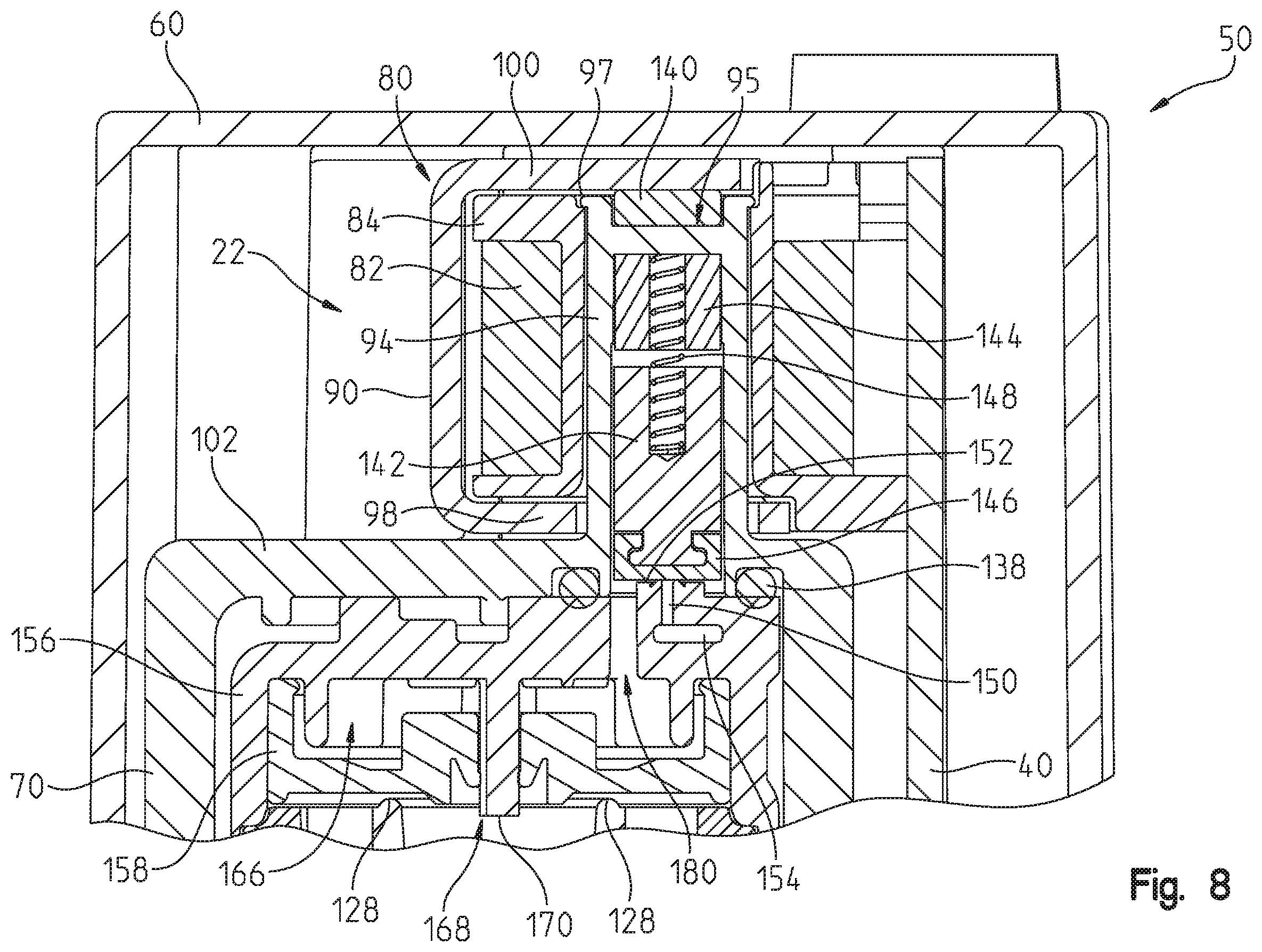 Patent US12129632 Figure 8 – Valve assembly for an electronic faucet
