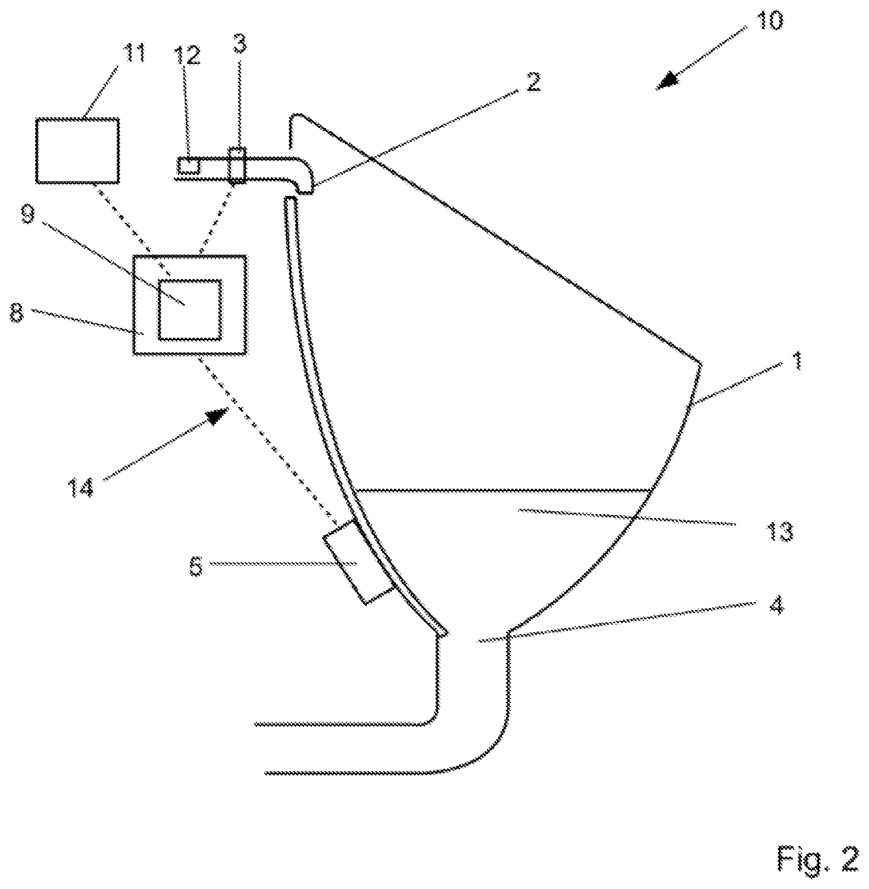 Patent US12129637 Figure 2 – Urinal system, water consumer system having a urinal system, and method for operating a urinal system