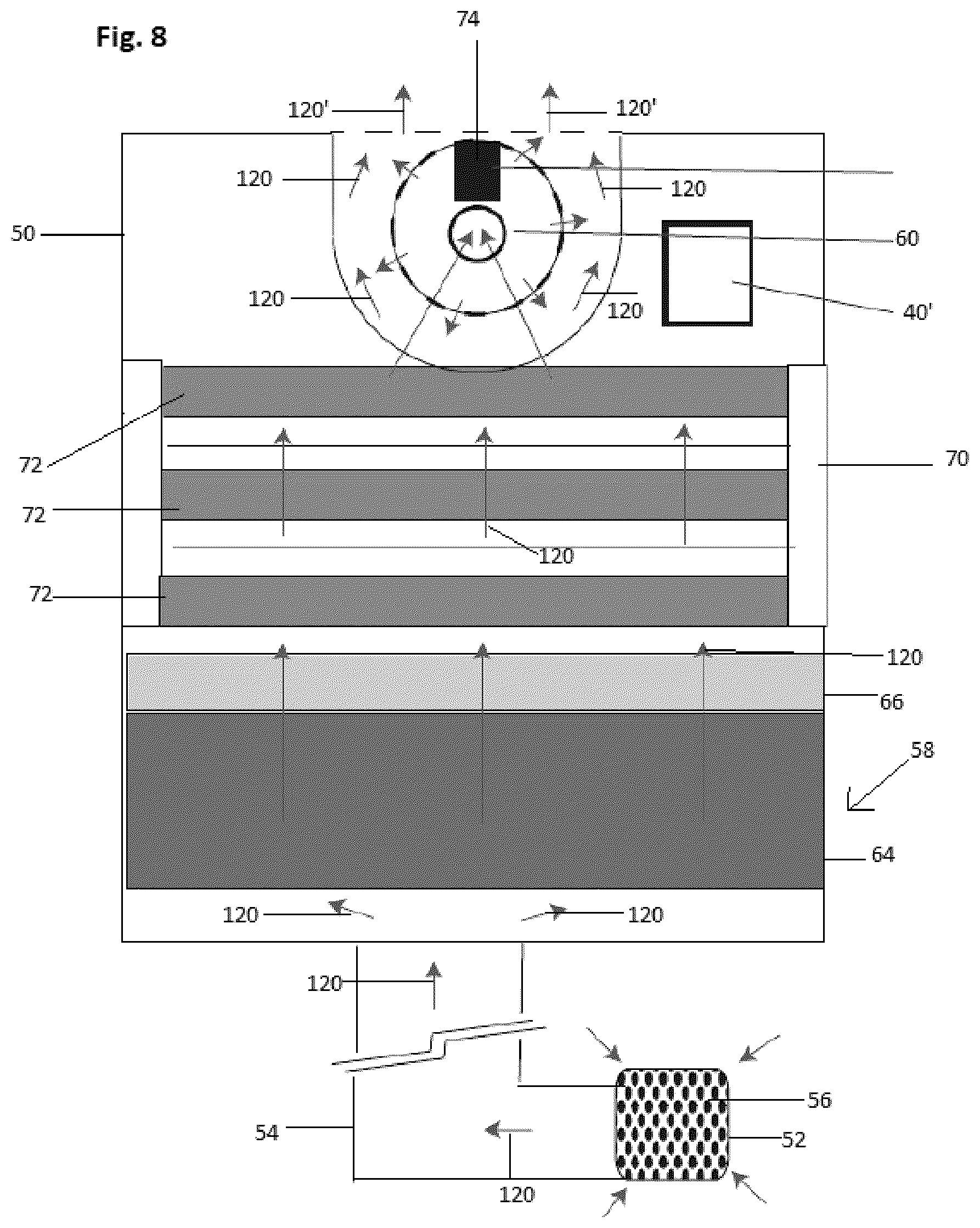 Patent US12129638 Figure 9 – Filtration assembly for reducing malaodors in air and aerosolized waste from toilets