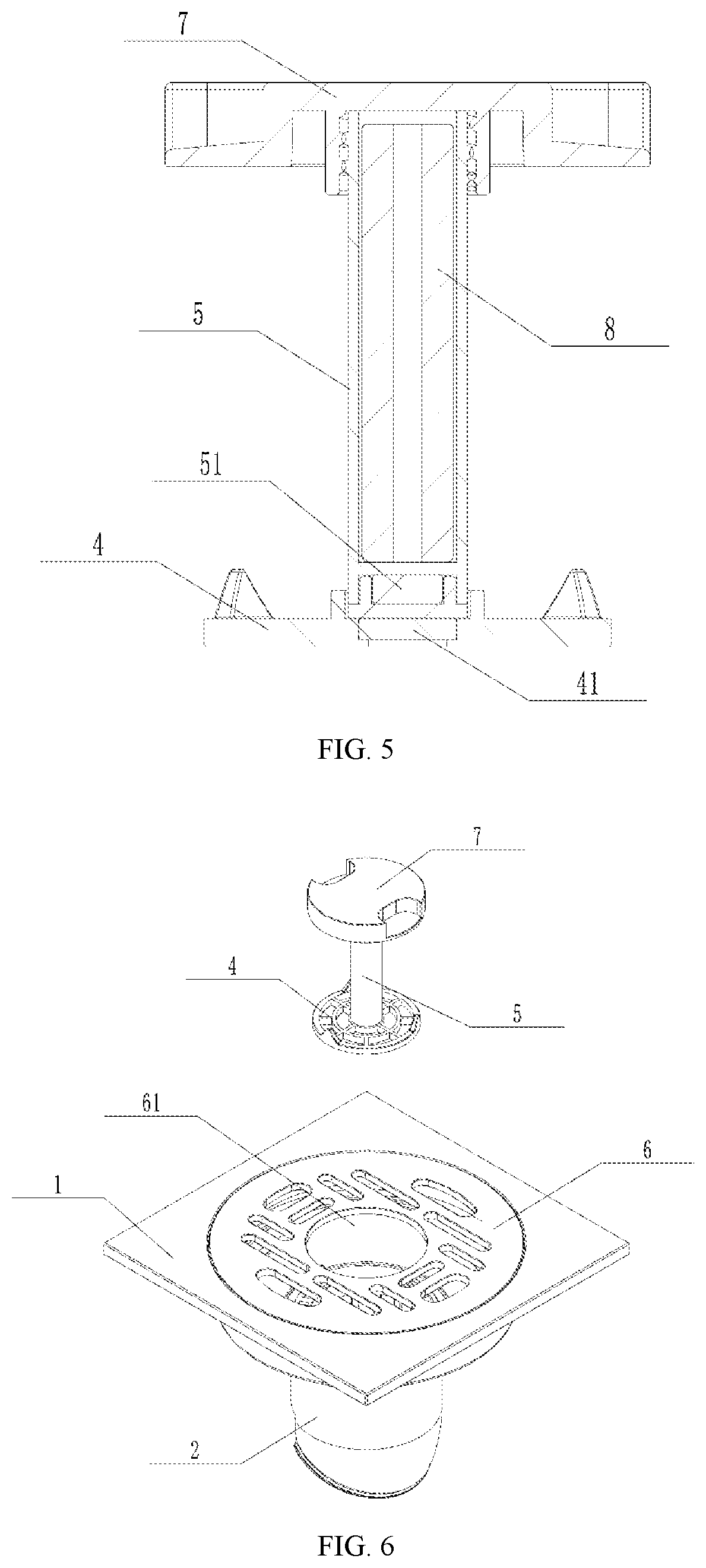 Patent US12129641 Figure 3 – Quick-cleaning drain for quick replacement of cleaning parts