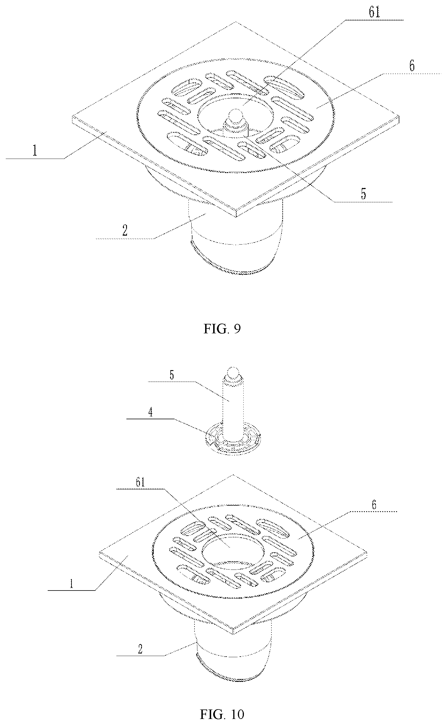 Patent US12129641 Figure 5 – Quick-cleaning drain for quick replacement of cleaning parts
