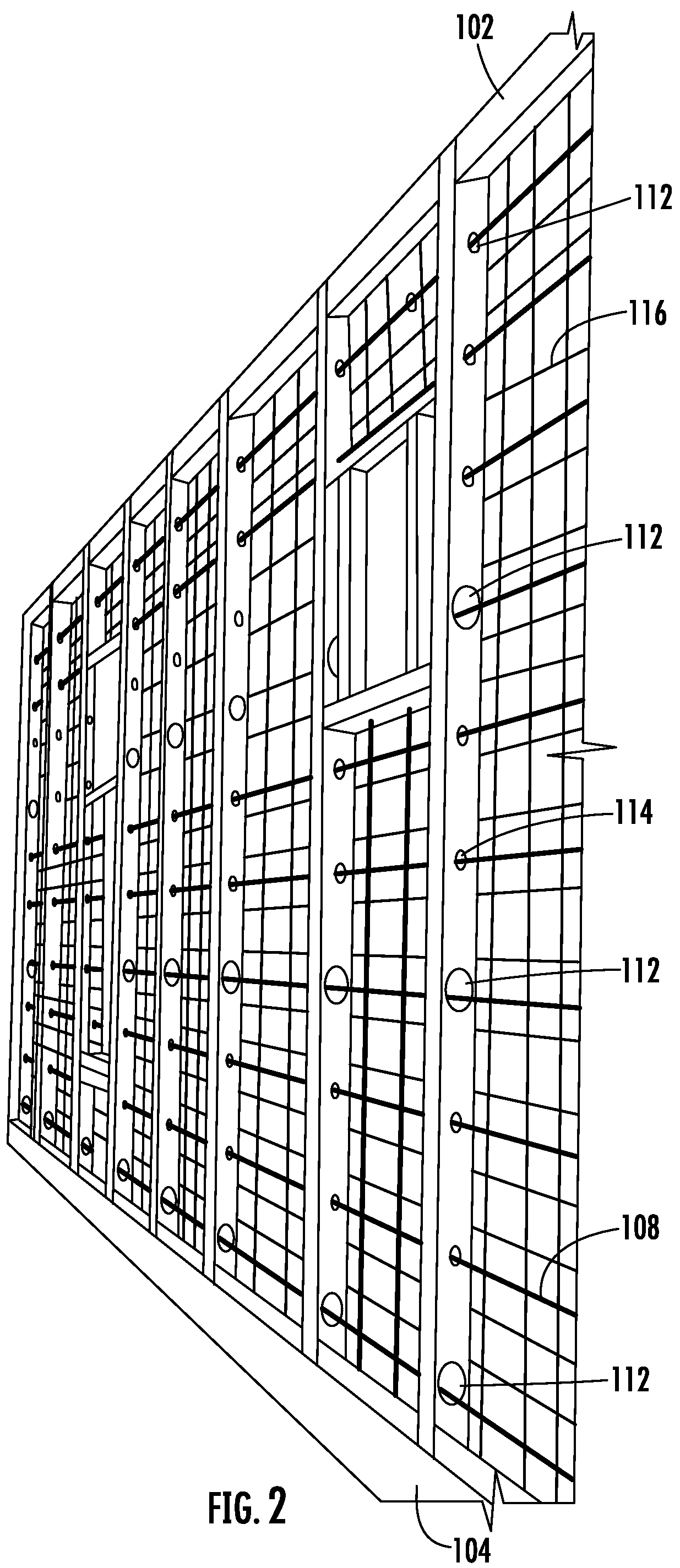 Patent US12129643 Figure 2 – Monolithic concrete modular connecting panel system for walls and roofs and related methods