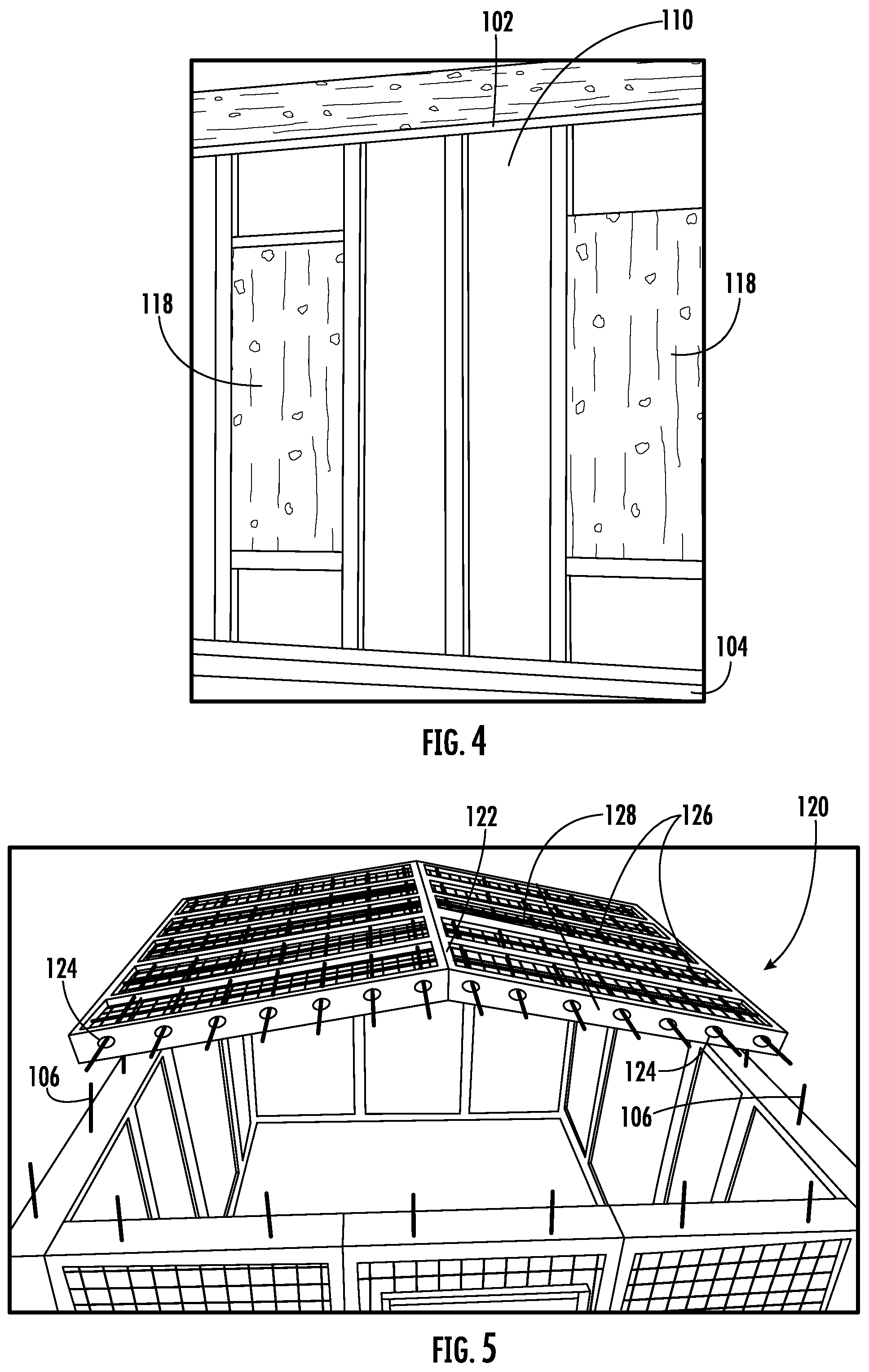 Patent US12129643 Figure 4 – Monolithic concrete modular connecting panel system for walls and roofs and related methods