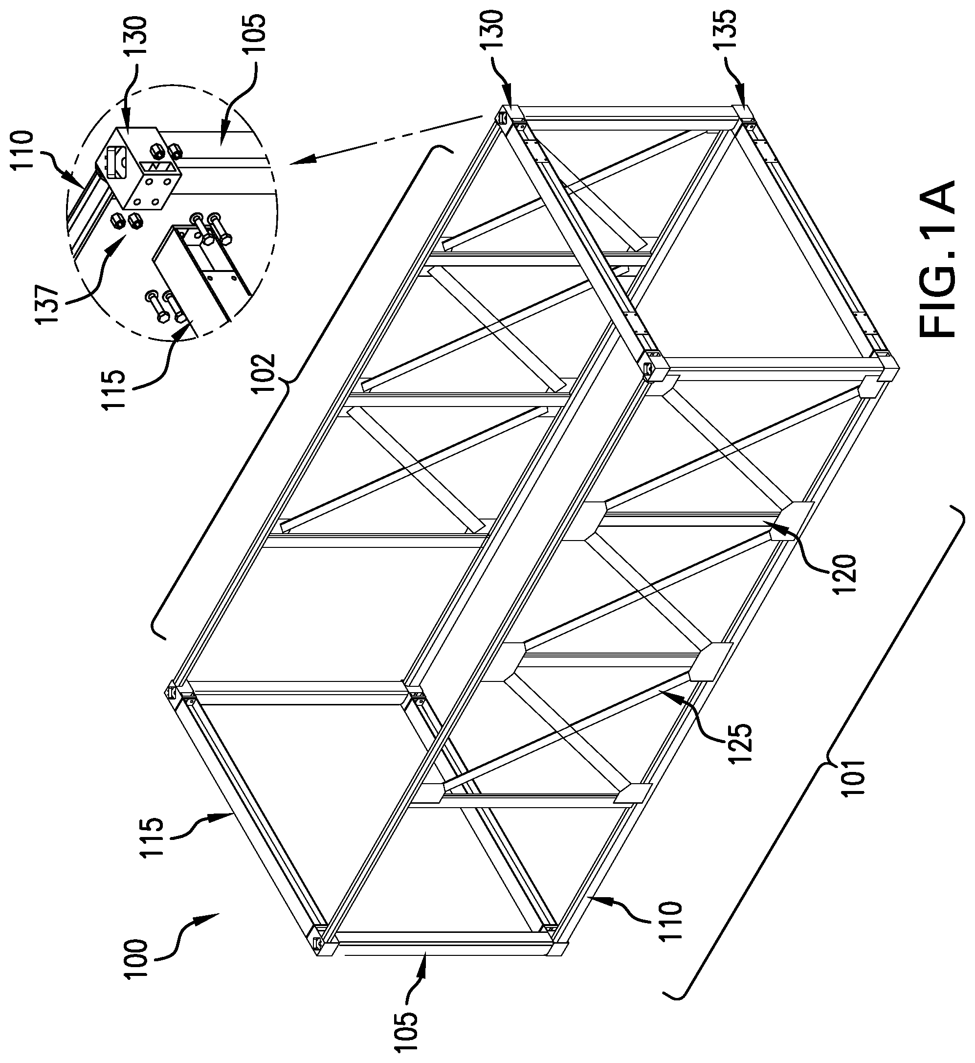 Patent US12129645 — Connection node for modular building structures — Figure 1