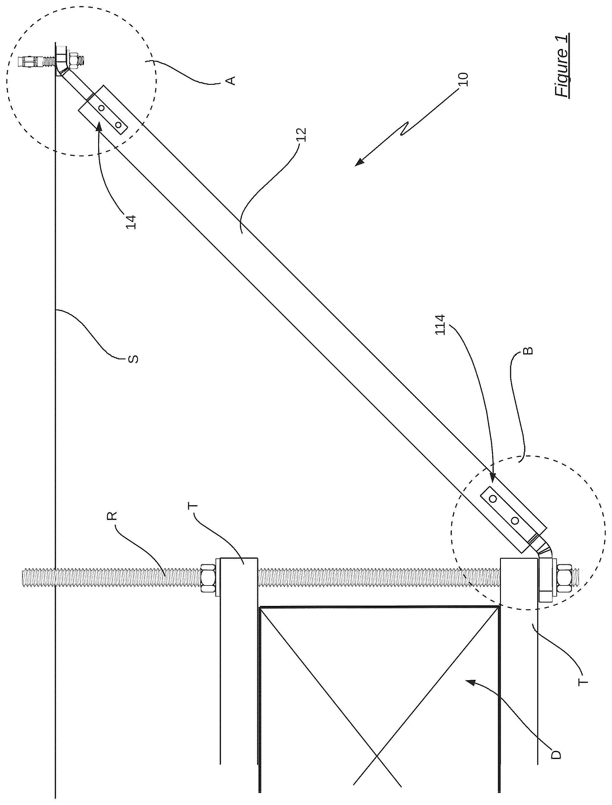 Patent US12129650 Figure 1 – Assembly for bracing suspended non-structural building components