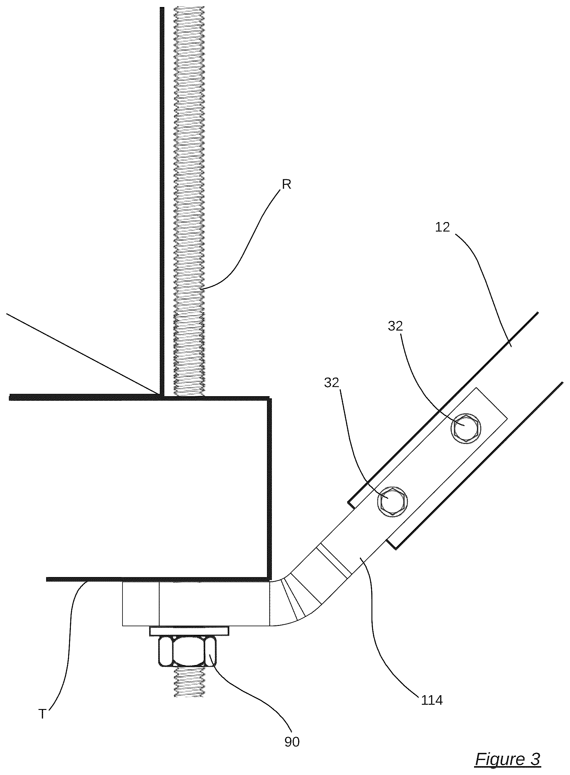 Patent US12129650 Figure 3 – Assembly for bracing suspended non-structural building components