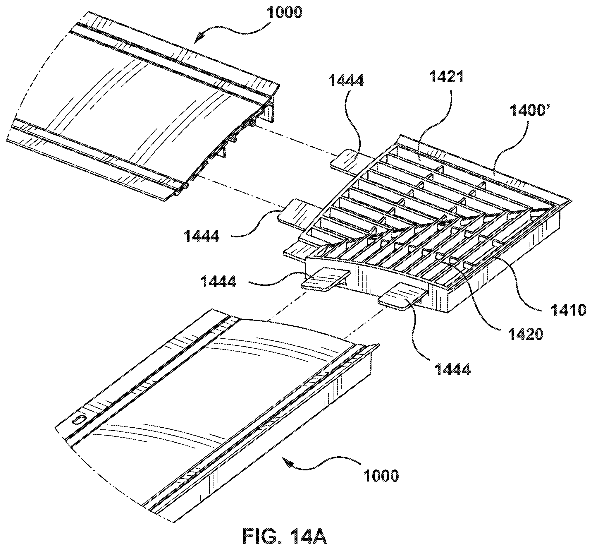 Patent US12129654 Figure 14 – Eavestrough debris guard