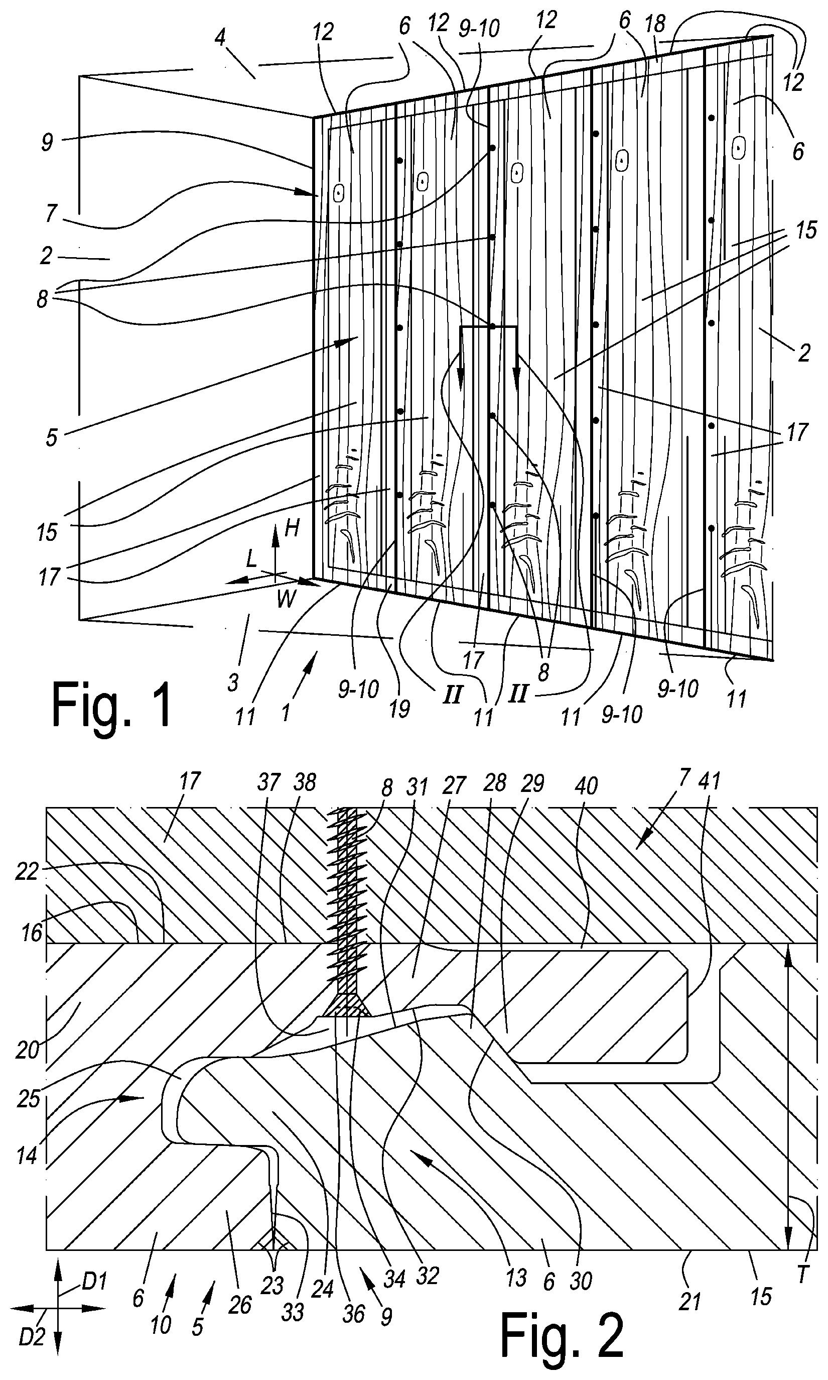 Patent US12129657 Figure 1 – Wall or ceiling panel and wall or ceiling assembly