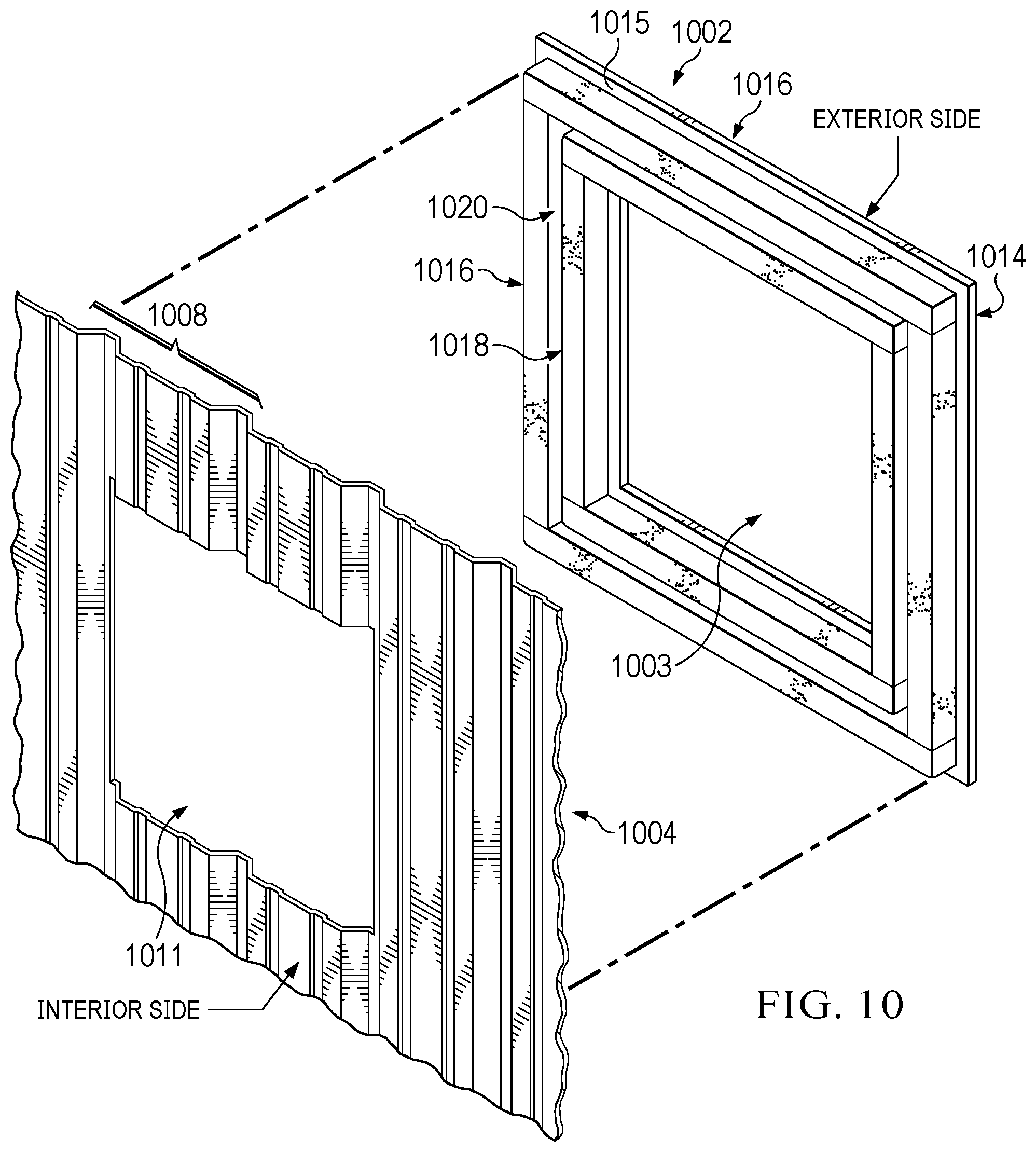 Patent US12129658 Figure 13 – Filler frames for buildings with ridged panels