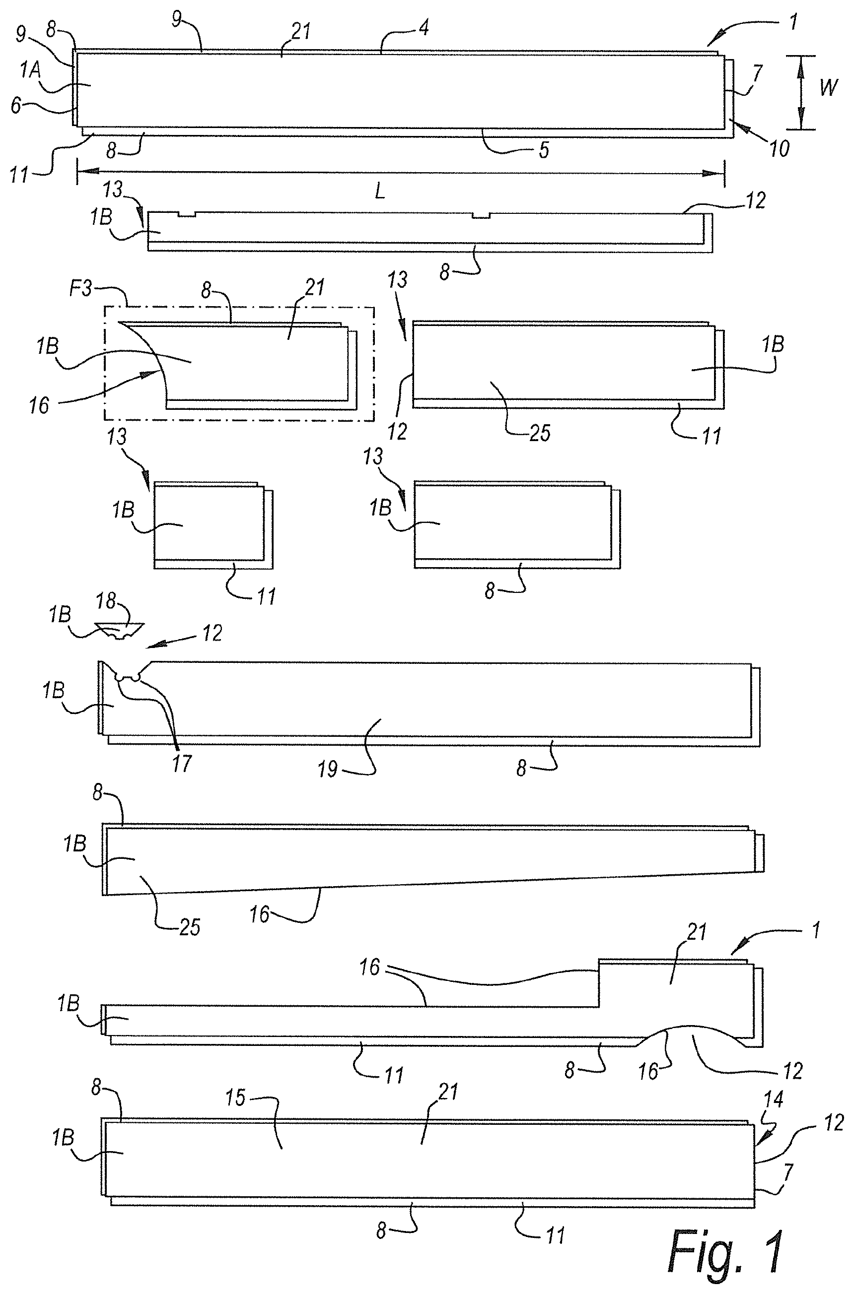 Patent US12129659 — Set of floor panels and method for composing thereof — Figure 1